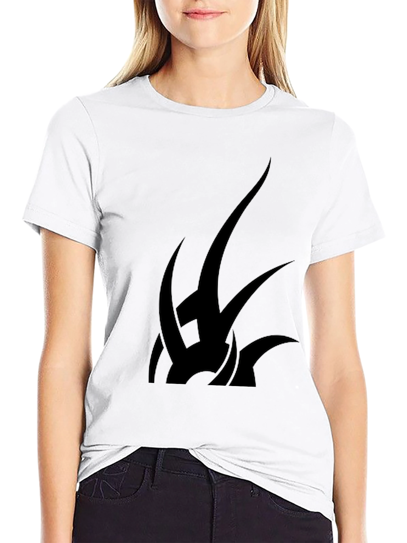Black Black T-Shirt with Abstract Tribal Design view 9
