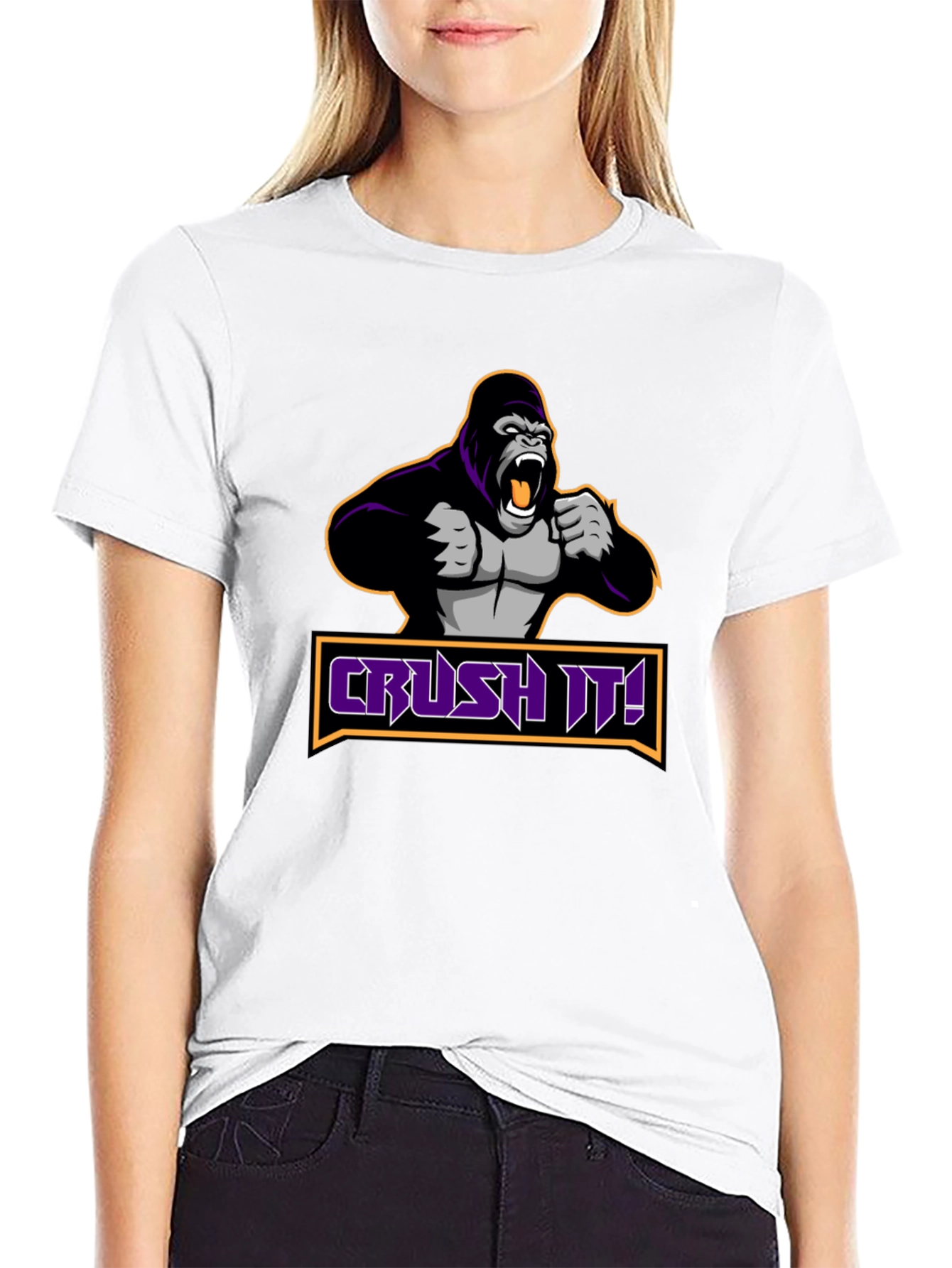 Black Crush It Gorilla Graphic Black T-Shirt view 9