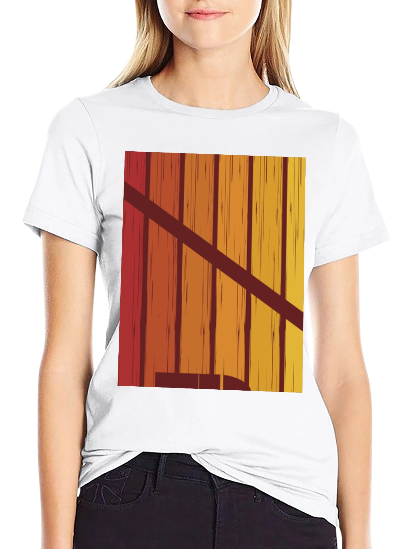 Black Retro Vertical Stripe Graphic Tee view 9