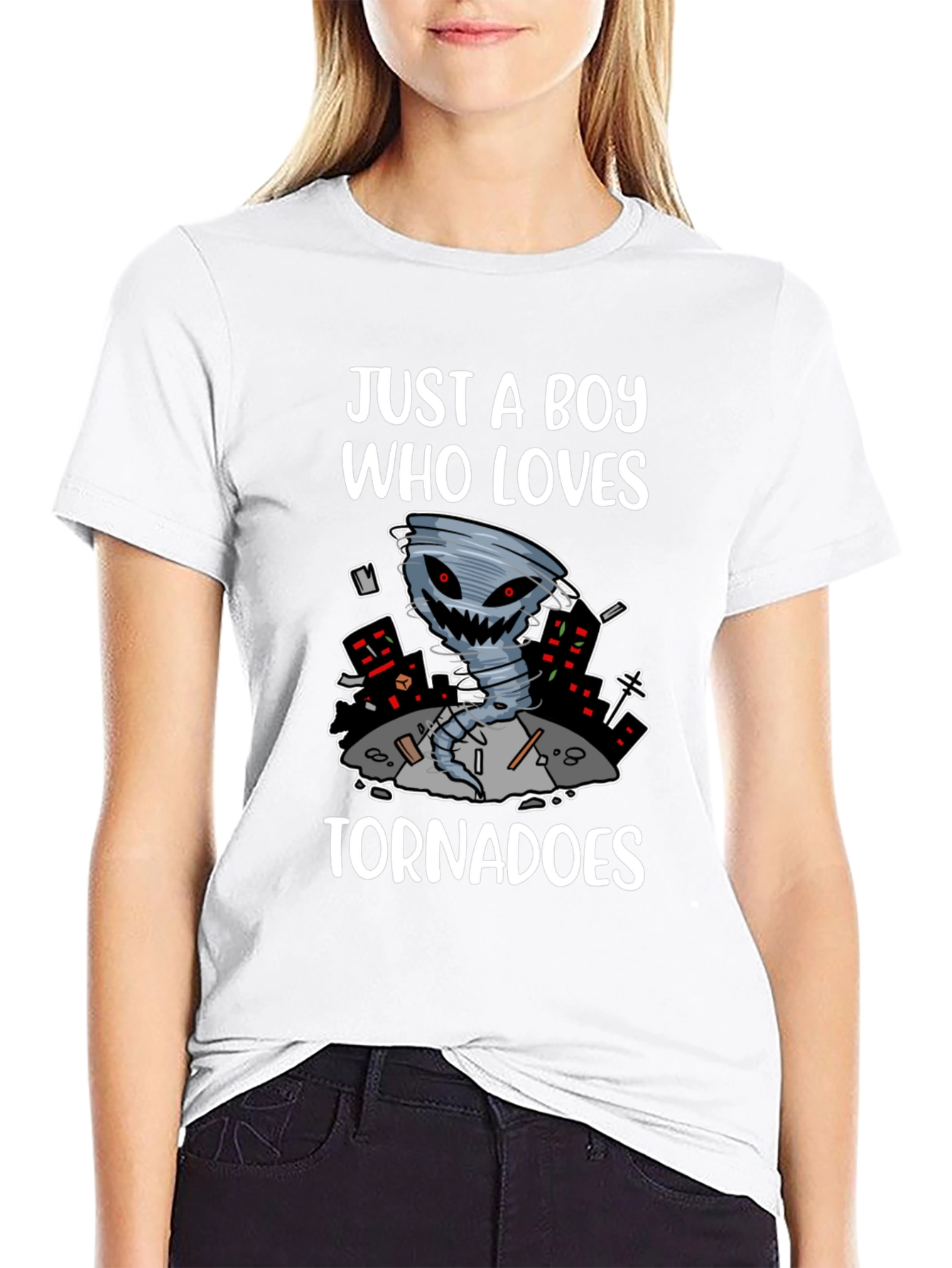 Black Just A Boy Who Loves Tornadoes Graphic Tee view 9