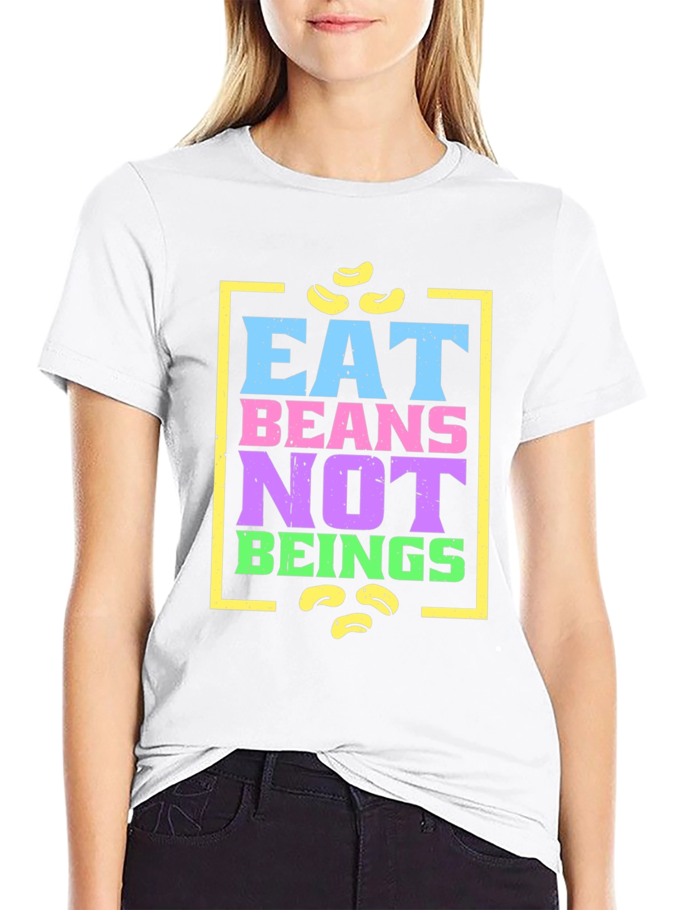 Black Eat Beans Not Beings Graphic T-Shirt view 9