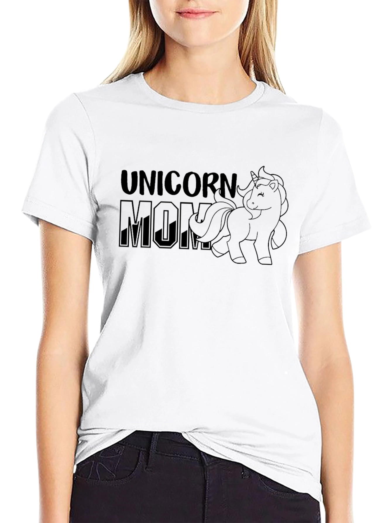 Black Unicorn Mom Black T-Shirt view 9