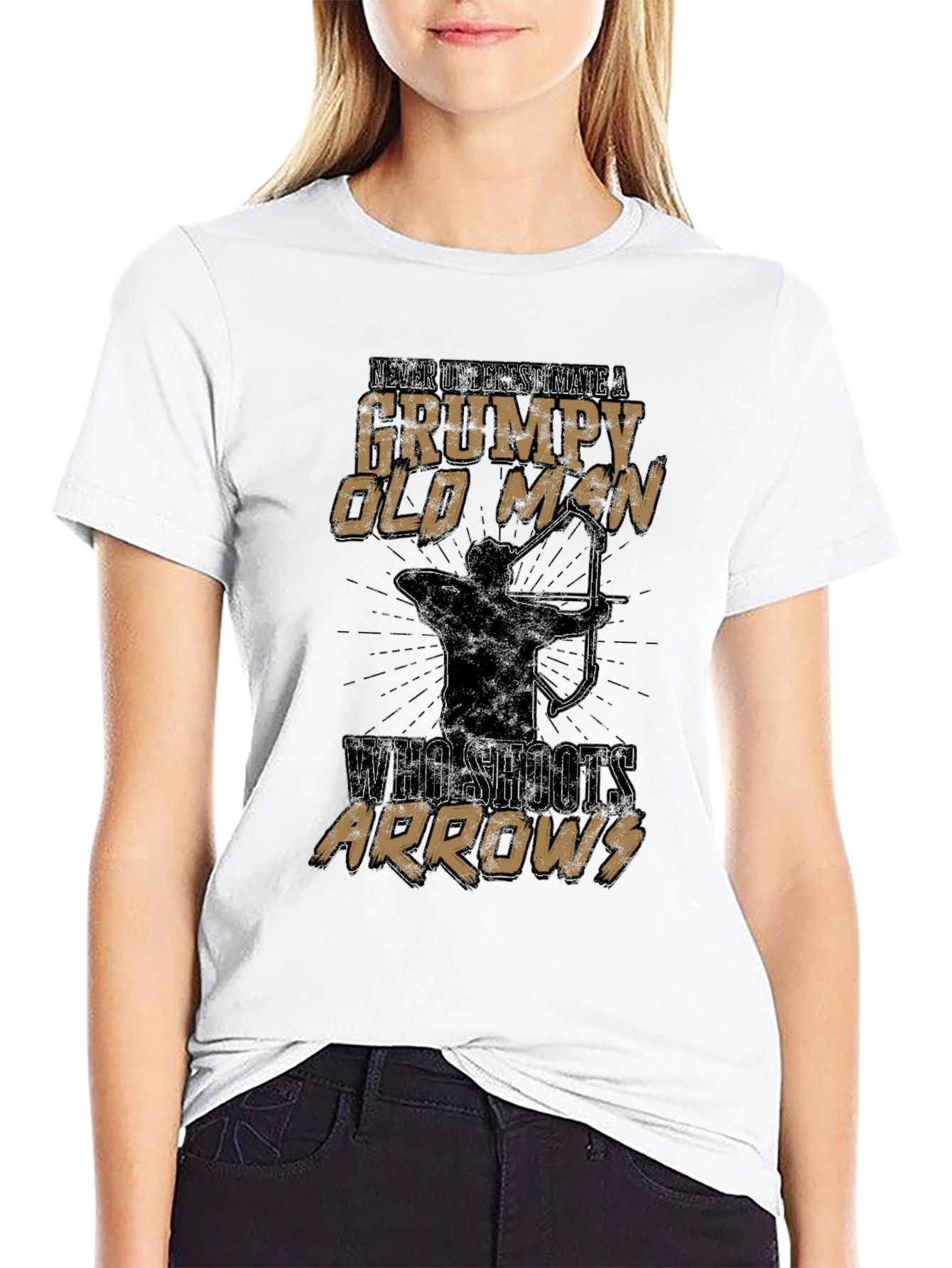 Black Grumpy Old Man Archery T-Shirt view 9