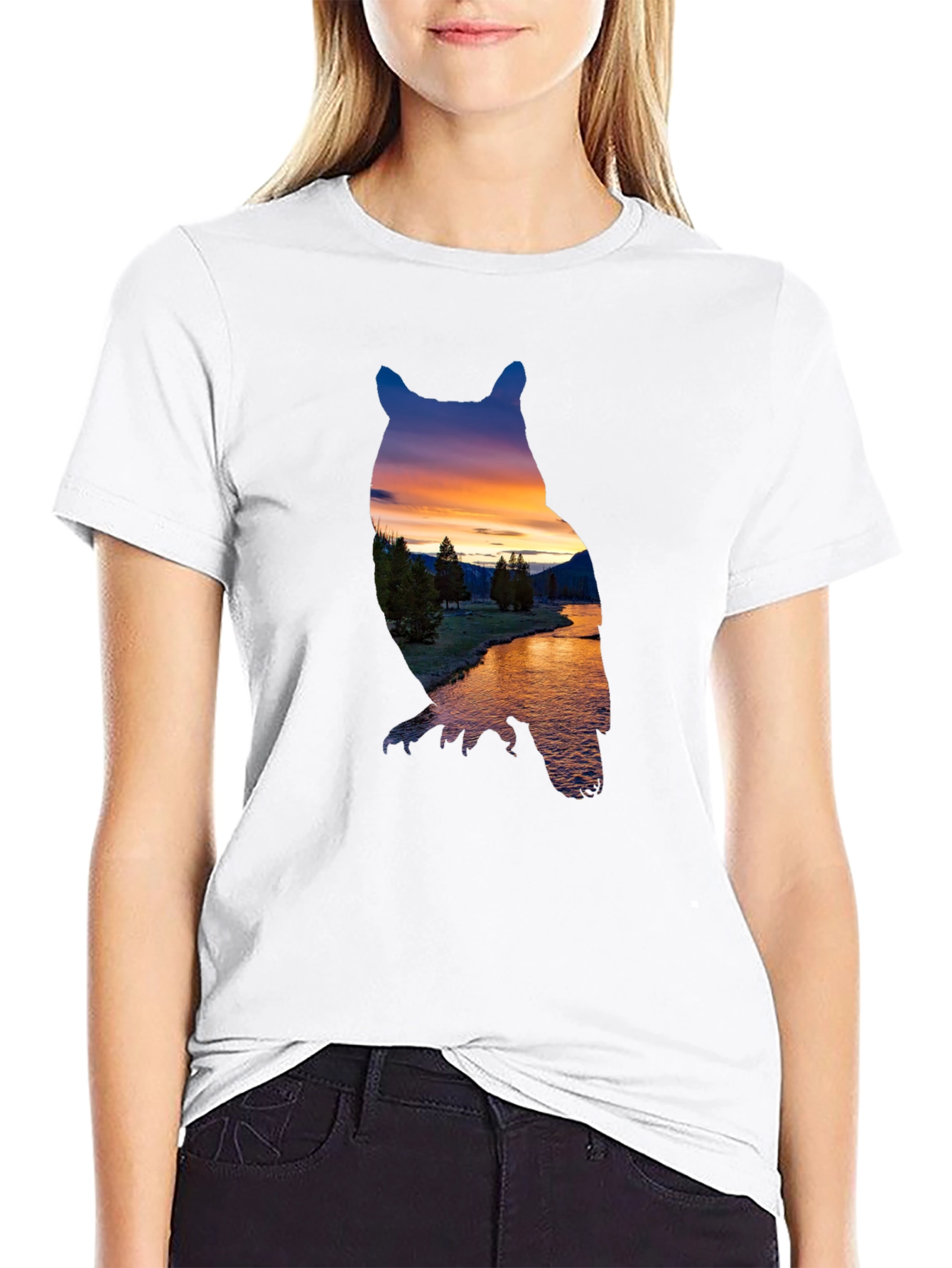 Black Owl Sunset Graphic Tee view 9