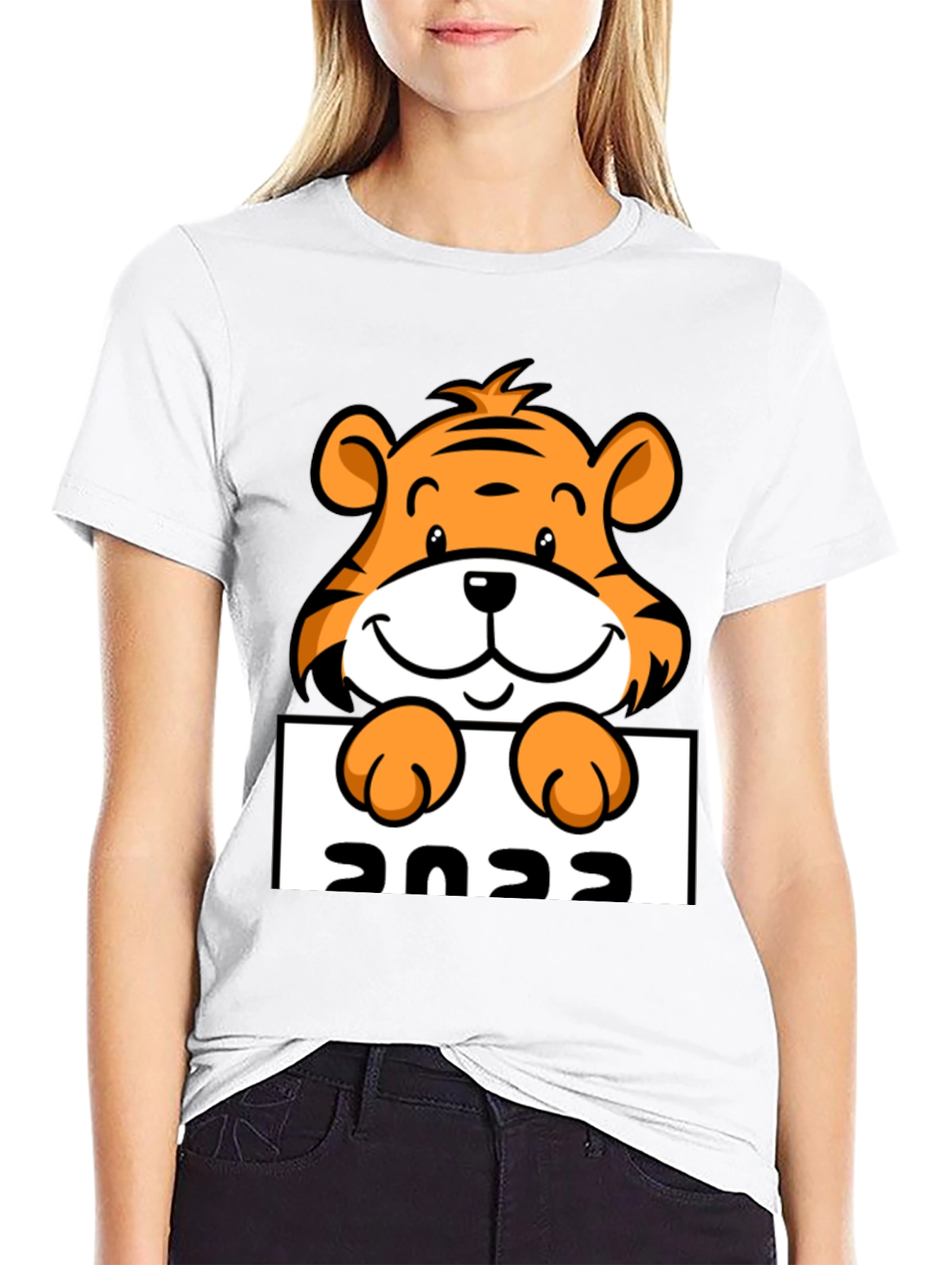 Black Cute Tiger 2022 Graphic Tee - Black view 9
