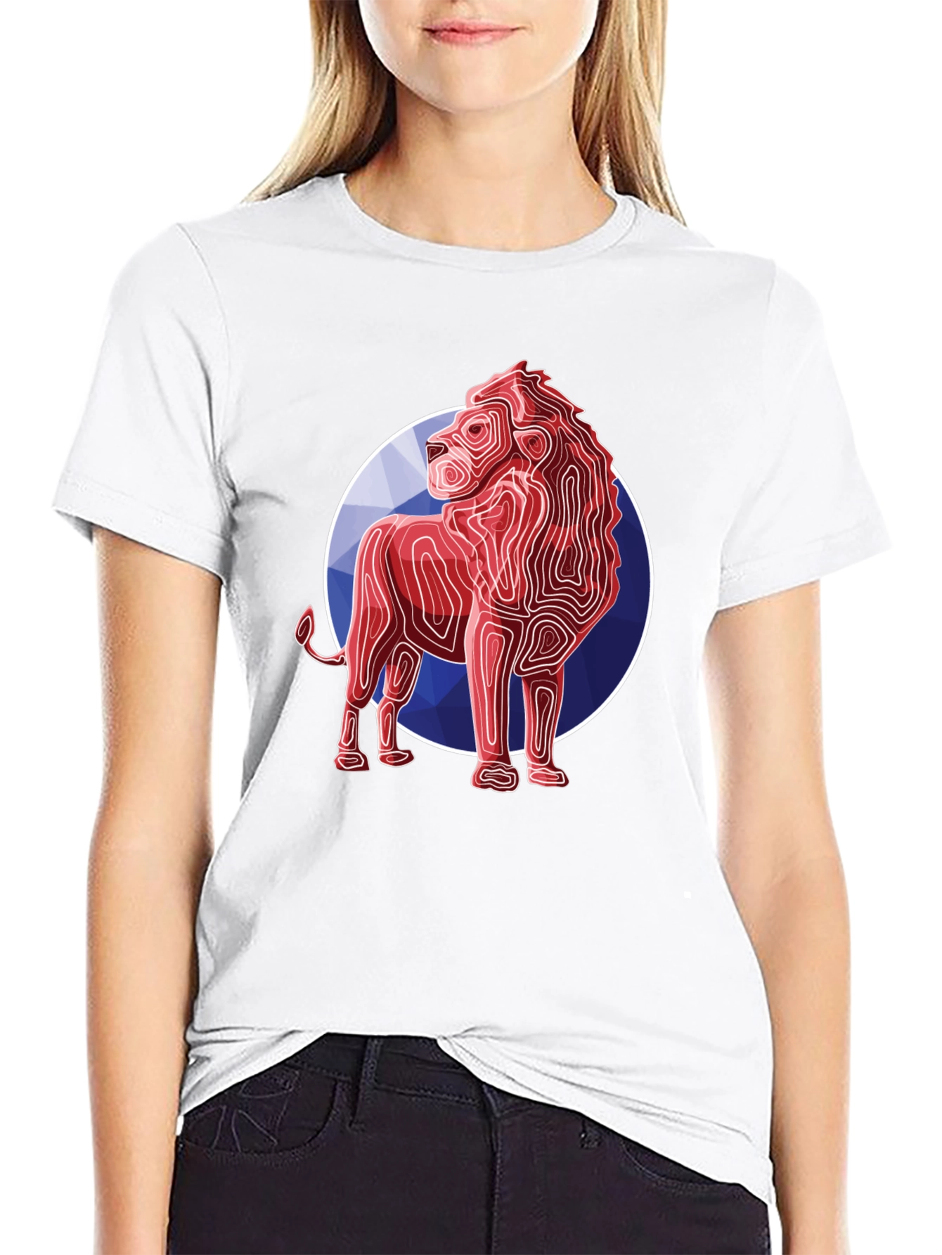 Black Geometric Lion Graphic Tee - Modern Style view 9