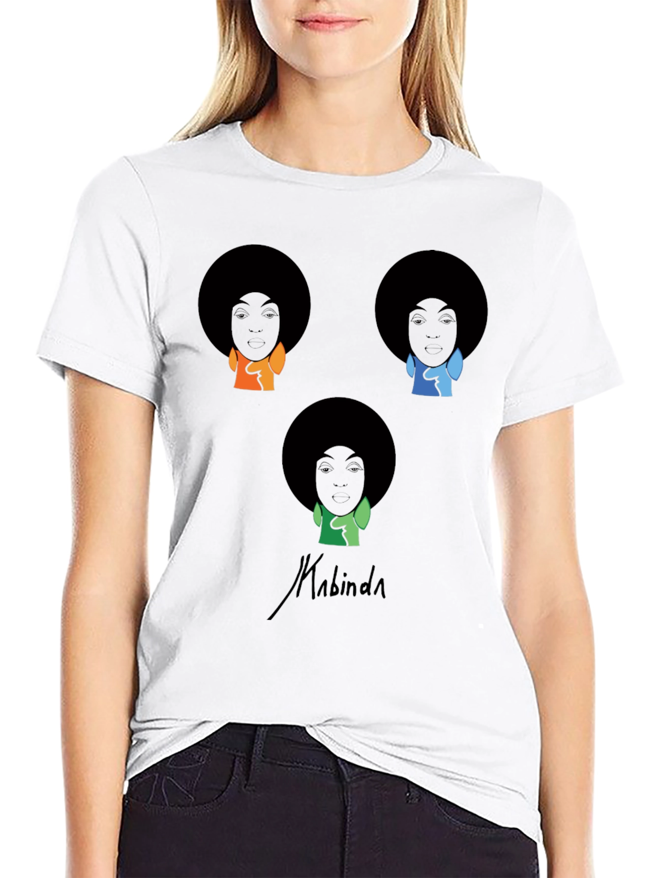 Black Kabinda Graphic T-Shirt - Afro Portrait Design view 9