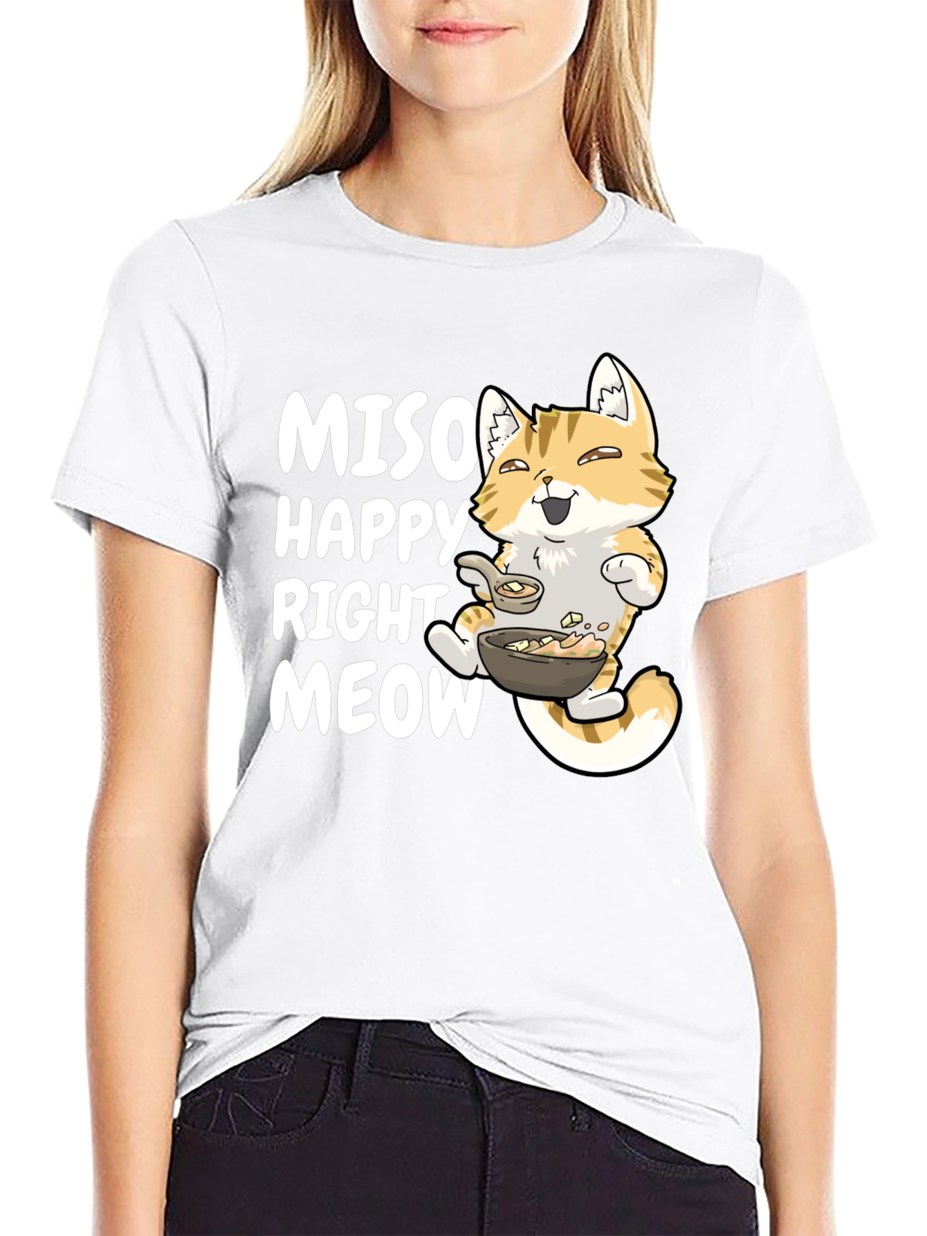 Black Miso Happy Right Meow T-Shirt view 9