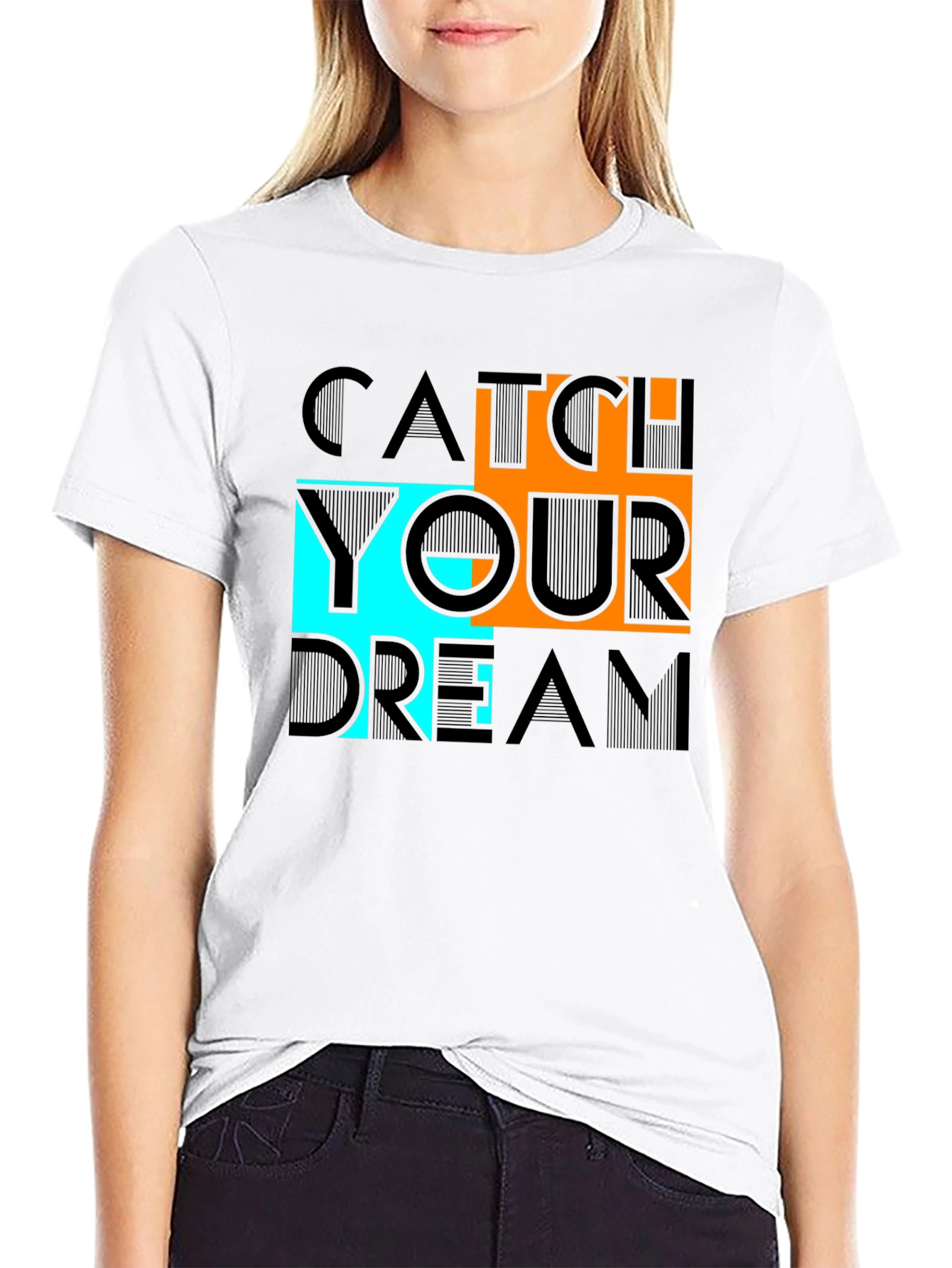 Black Catch Your Dream Graphic Tee - Black Cotton Casual Shirt view 9