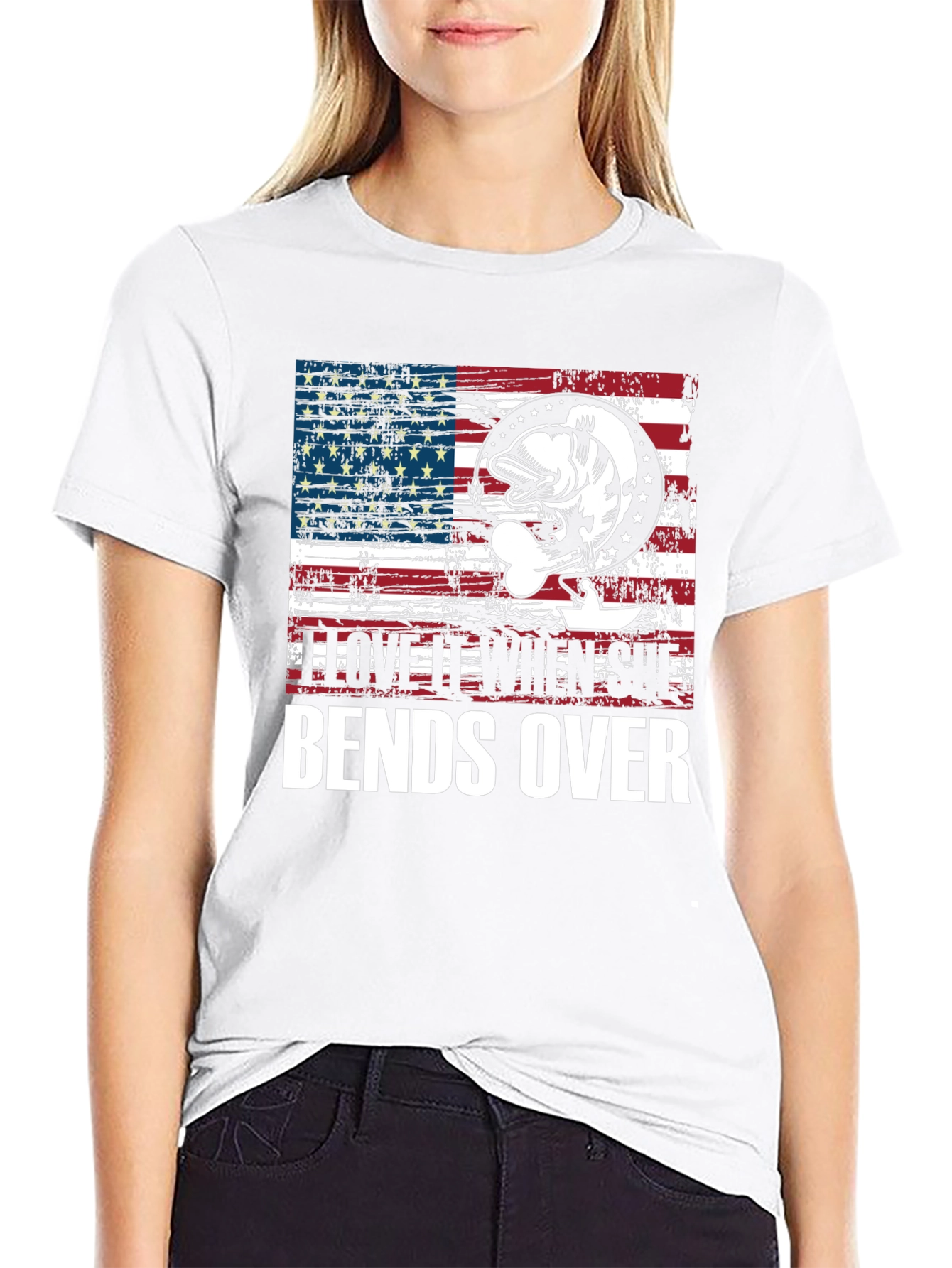 Black American Flag Fishing T-Shirt view 9