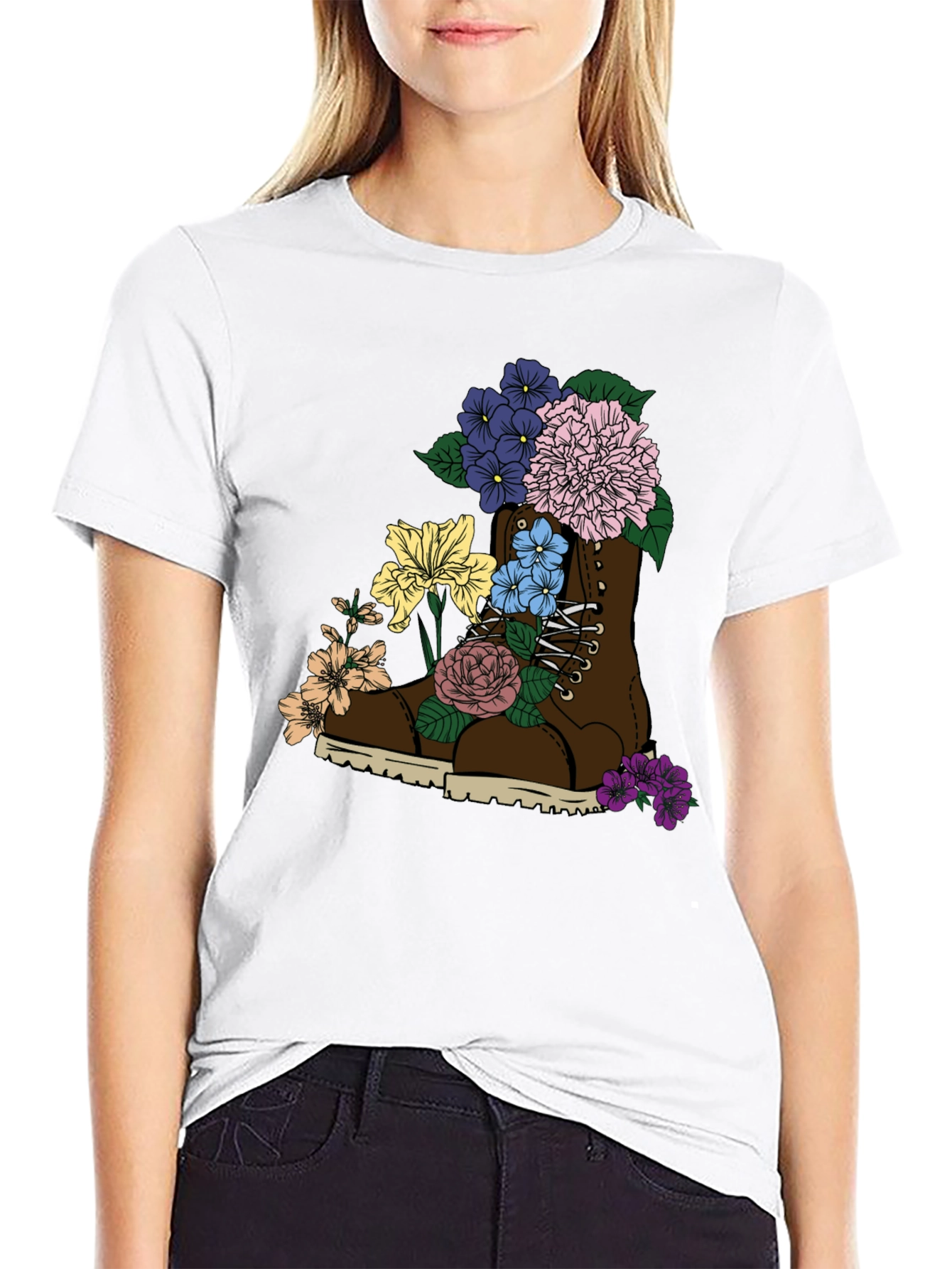 Floral Boot T-Shirt: Unique Graphic Tee - 9