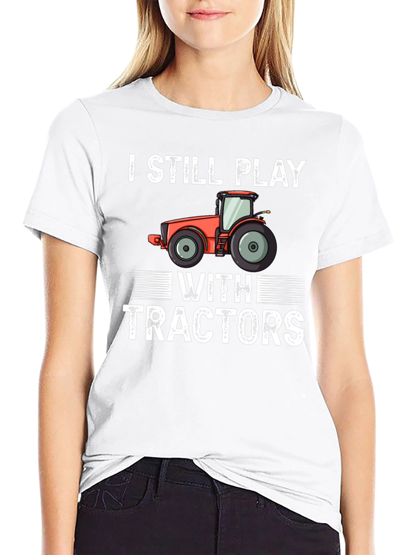 Black I Still Play With Tractors Graphic Tee view 9