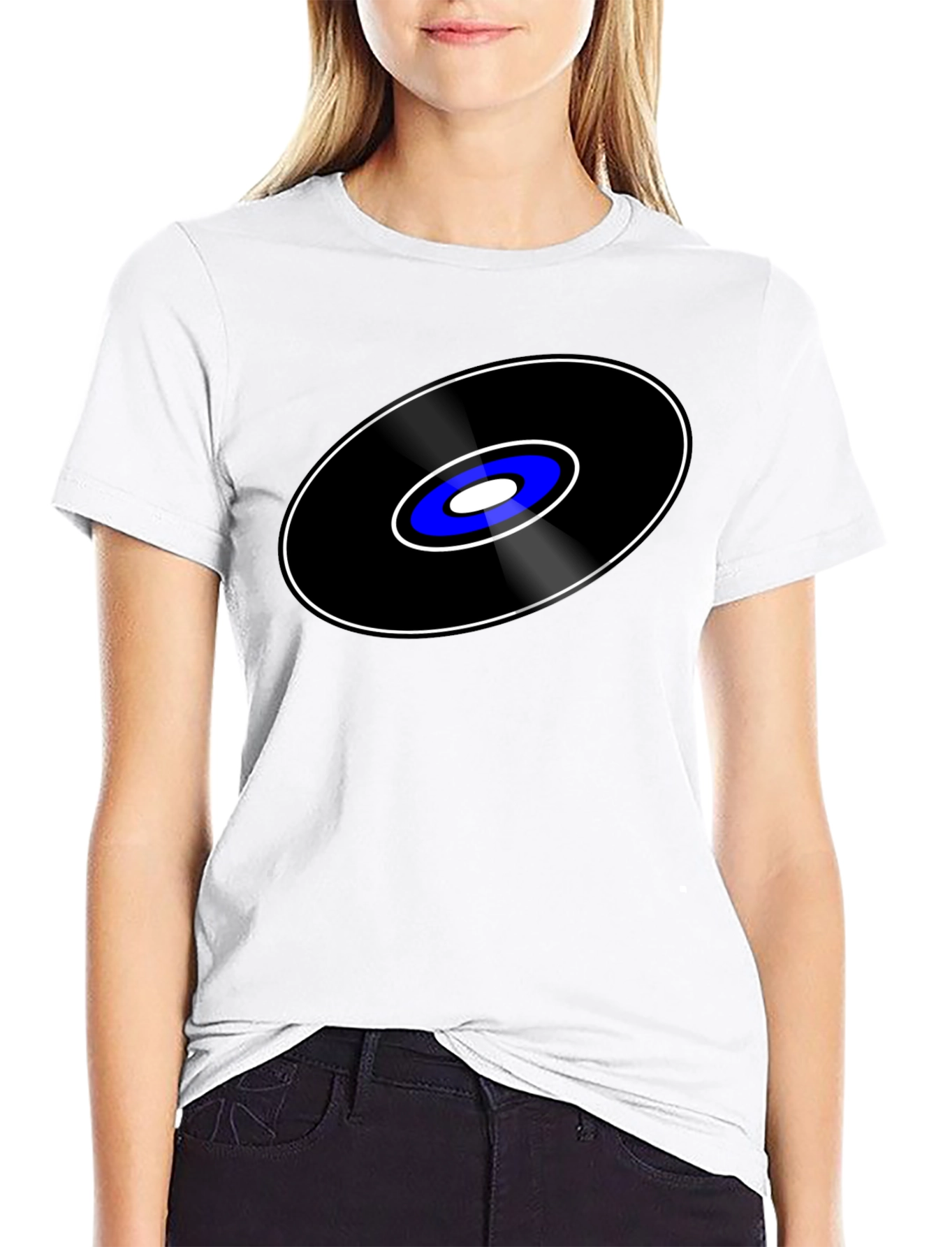 Black Retro Vinyl Record Graphic Tee - Cool Music Lover Shirt view 9