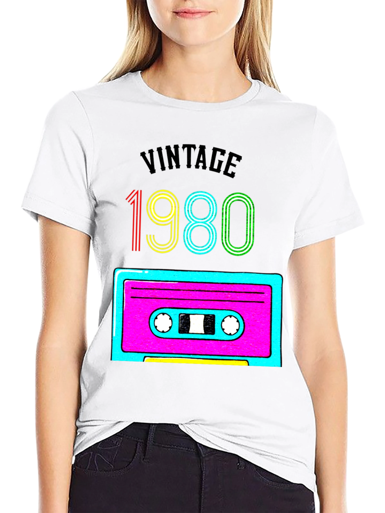 Black Vintage 1980s Cassette Tape Graphic T-Shirt view 9