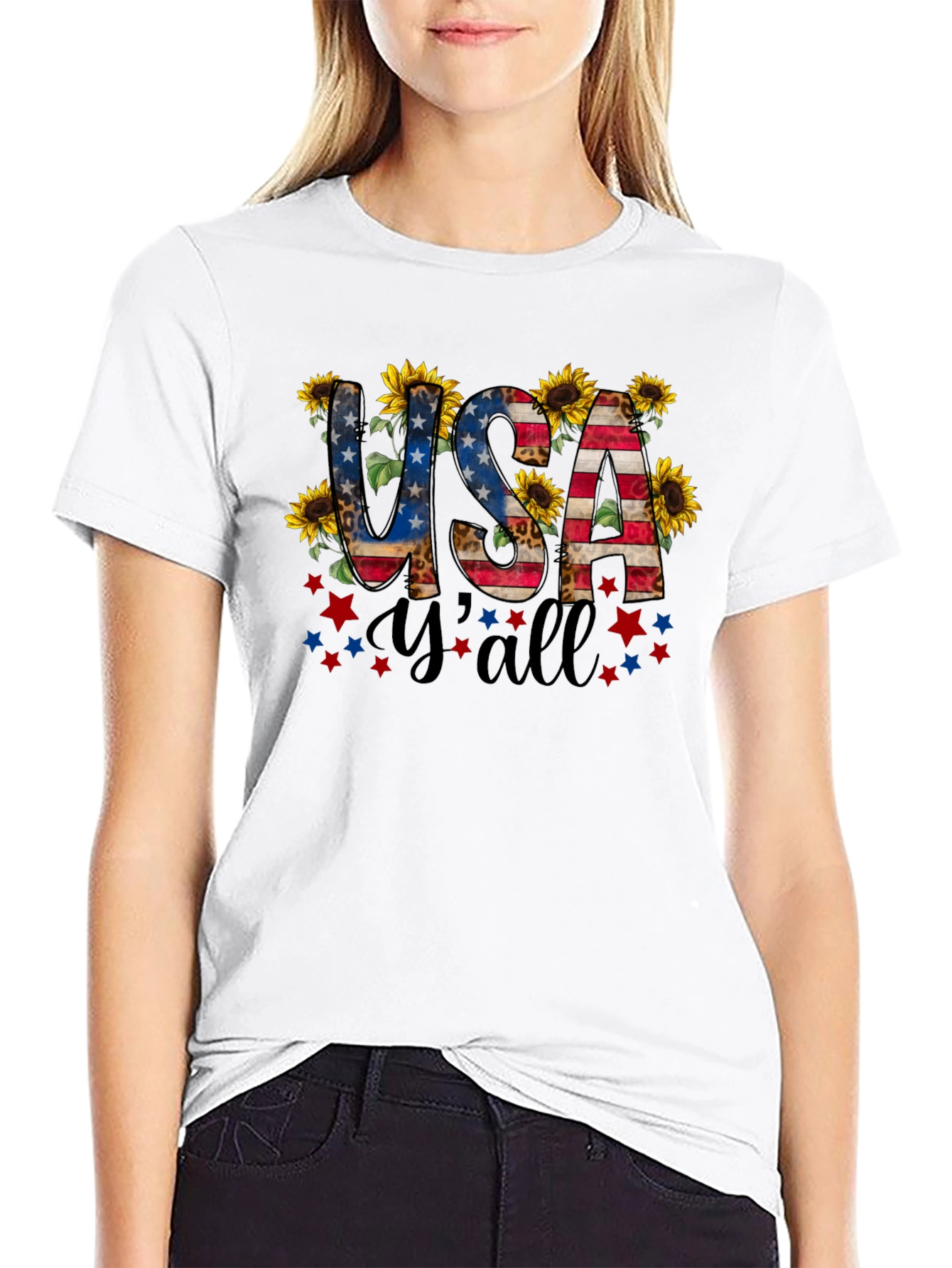 Black USA Y'all Patriotic T-Shirt view 9