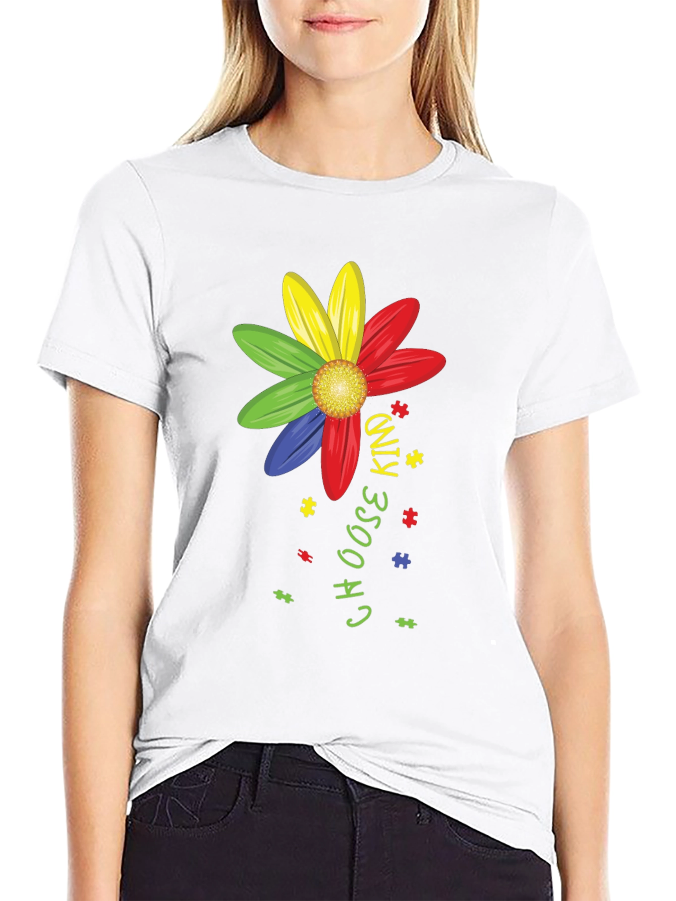 Black Choose Kind Autism Awareness T-Shirt view 9