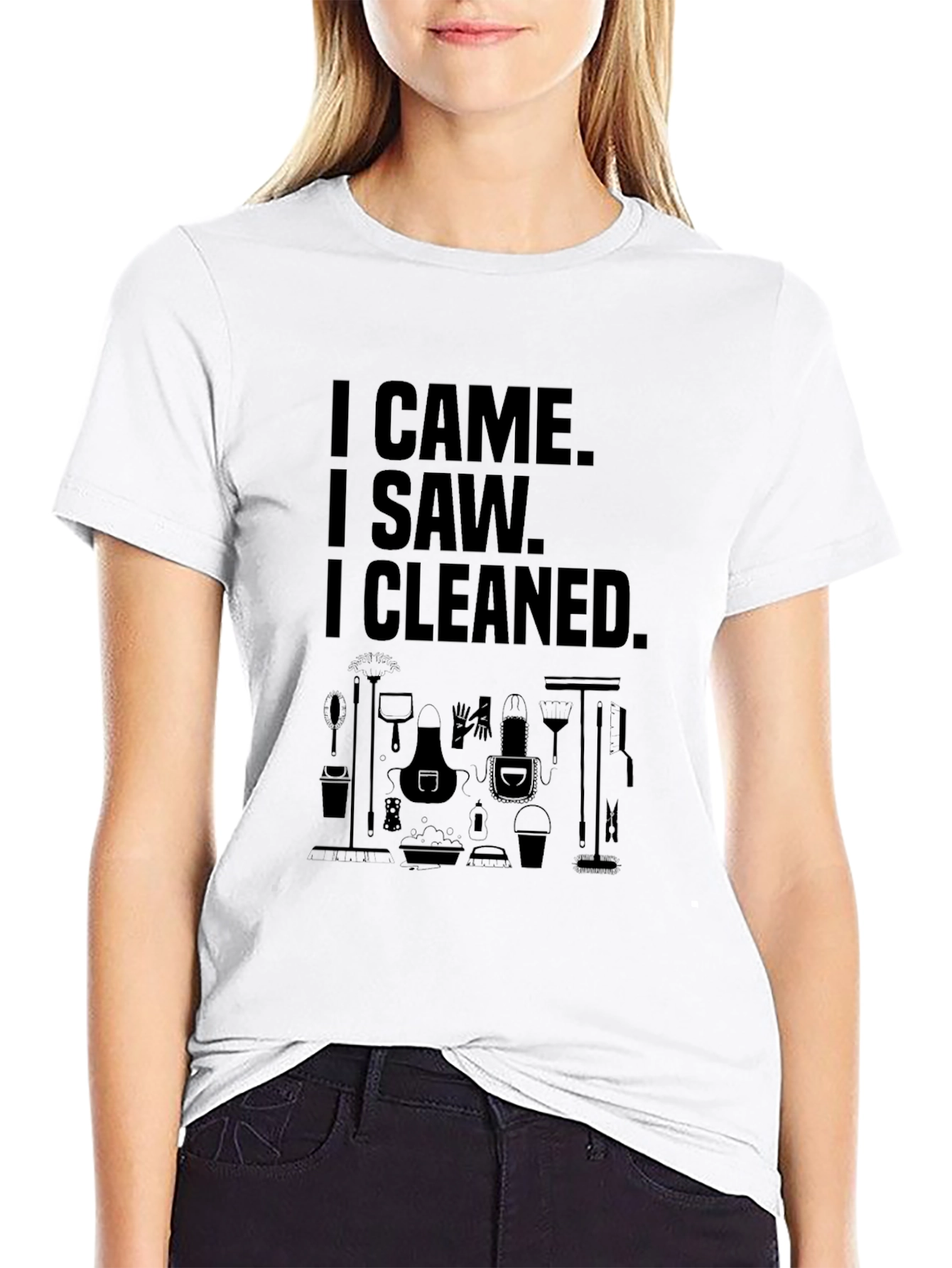 Black Funny Cleaning Crew T-Shirt view 9