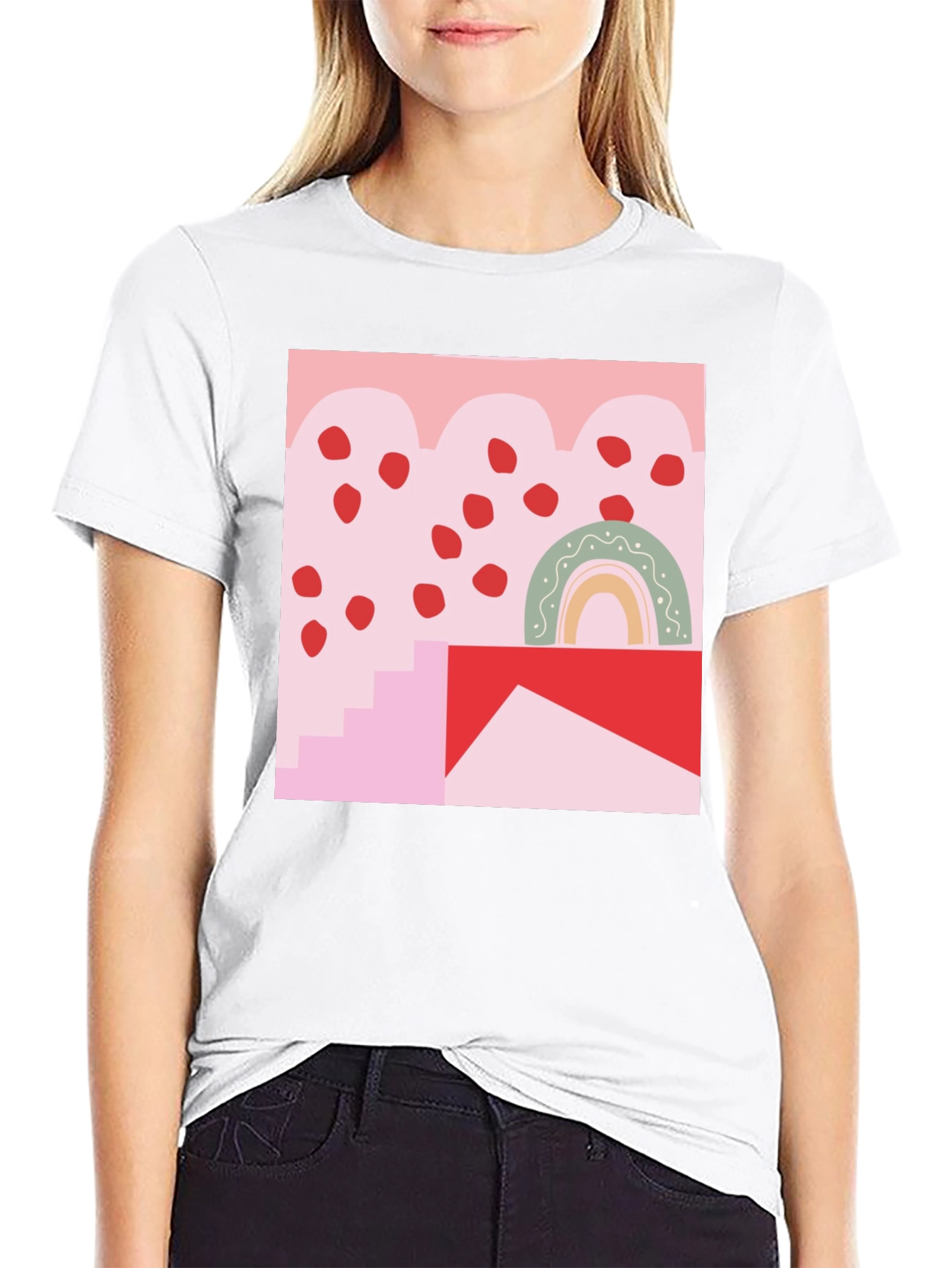 Black Abstract Graphic Print T-Shirt view 9