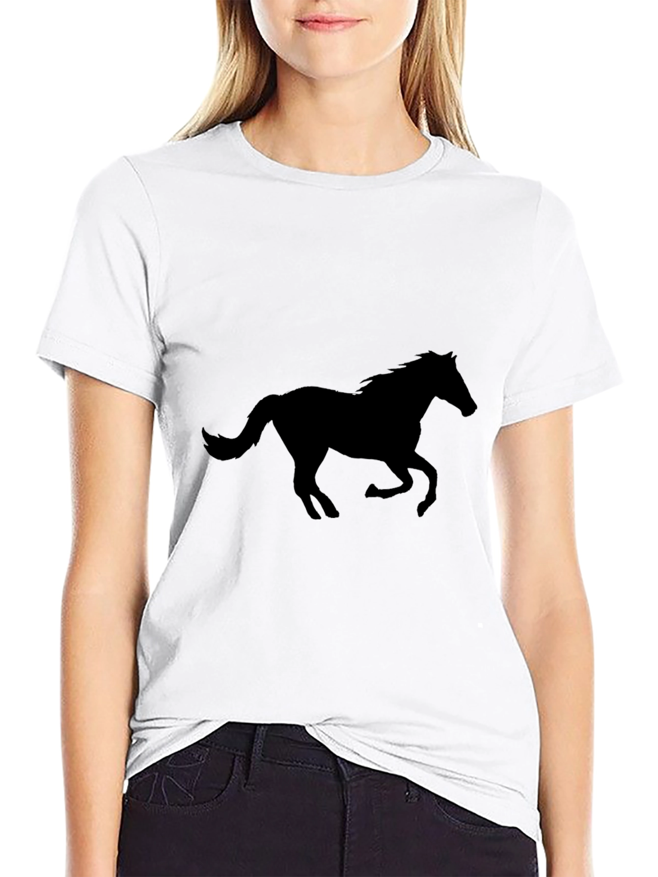 Black Black Horse Silhouette Graphic Tee view 9