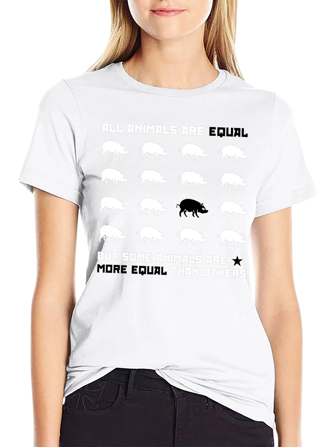 Black All Animals Are Equal Graphic Tee view 9