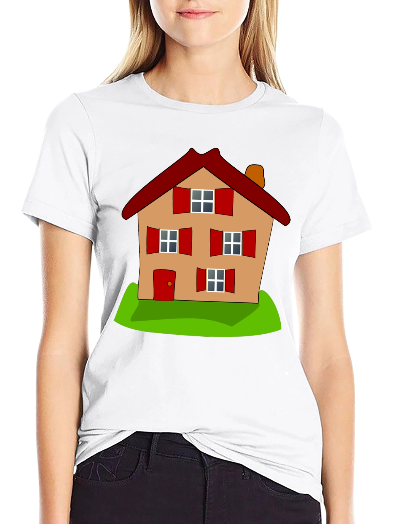 Black Cartoon House Graphic Tee - Fun, Stylish Comfort view 9
