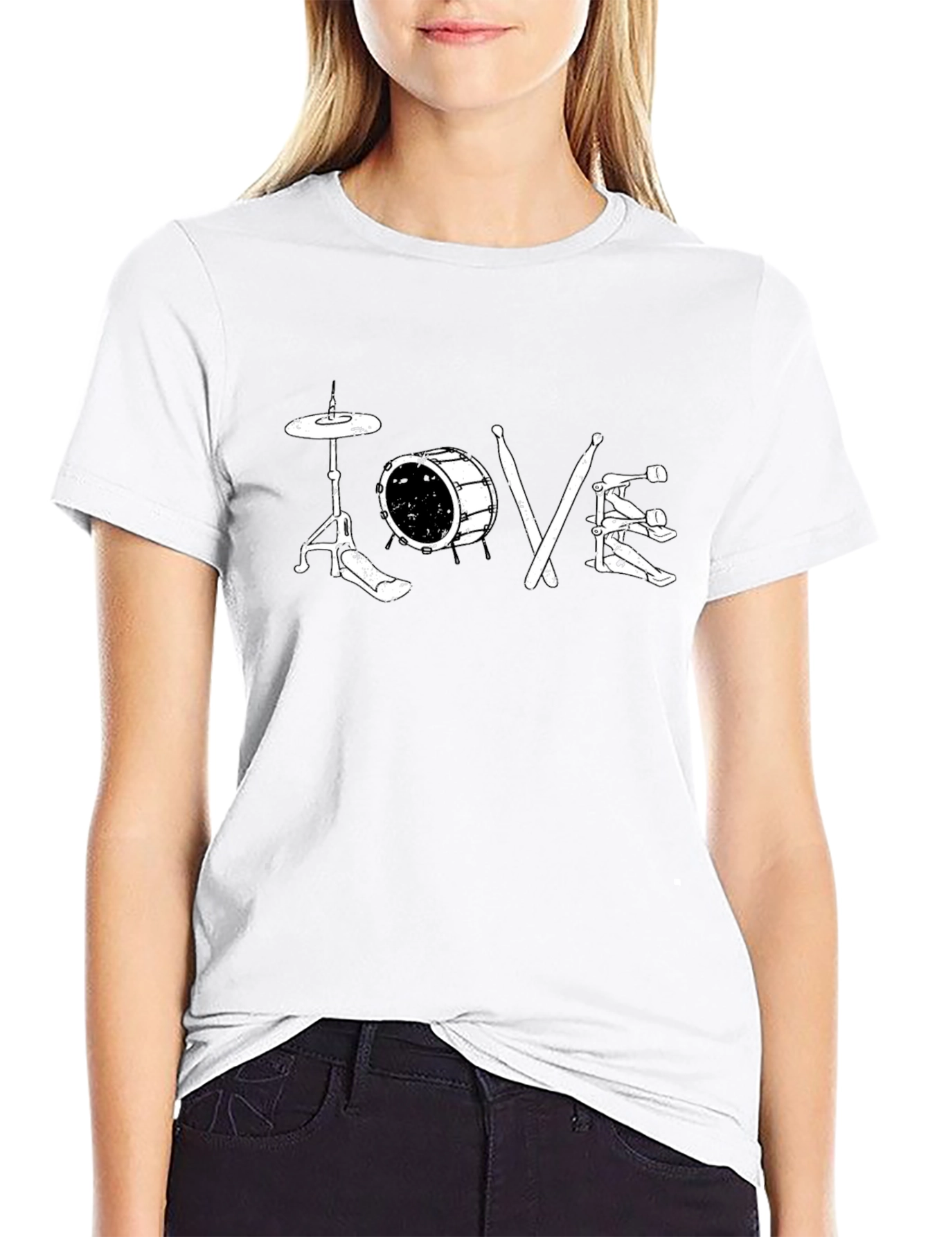 Black Drummer LOVE Graphic T-Shirt view 9