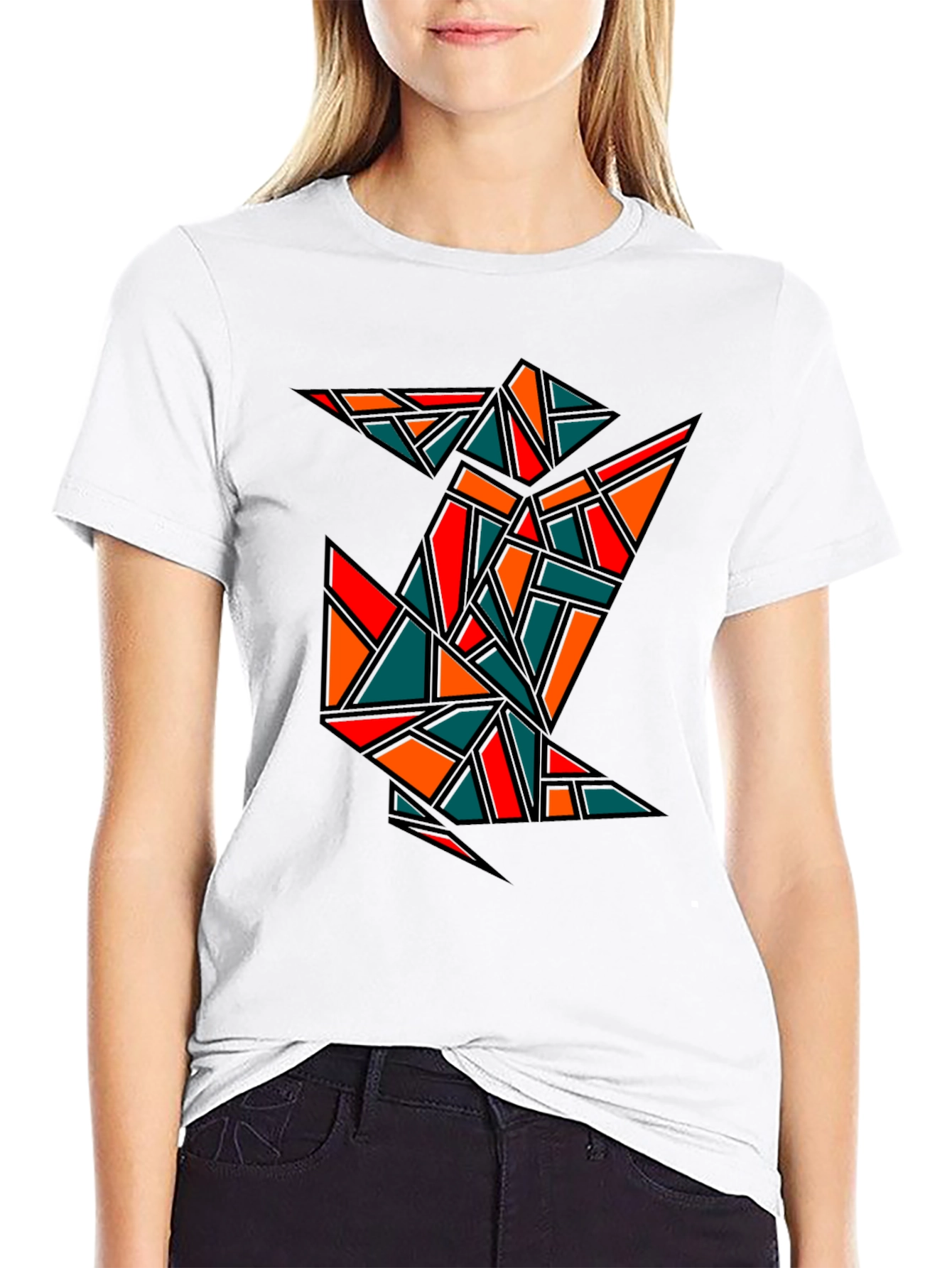 Black Geometric Crane Black T-Shirt view 9