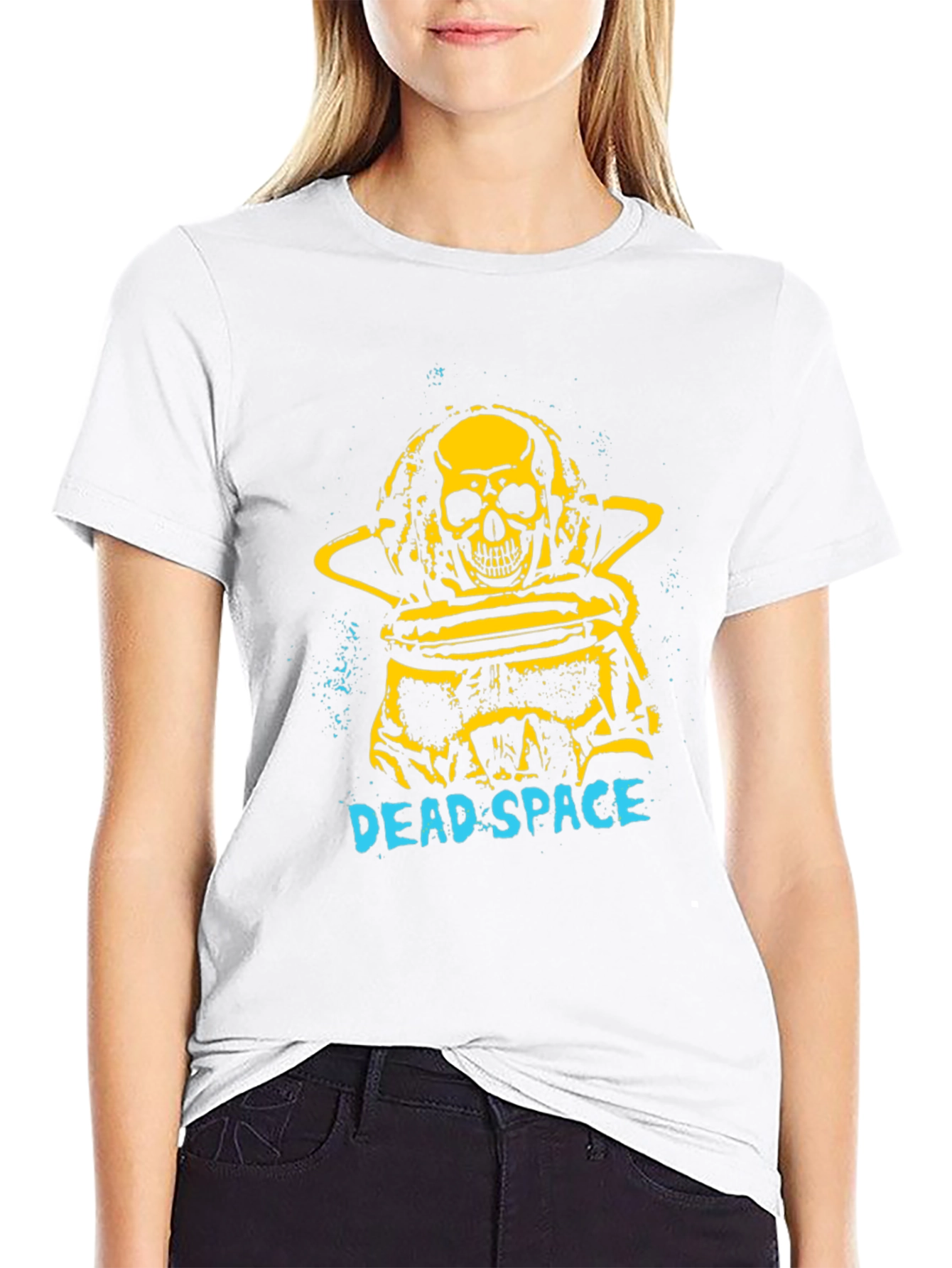 Black Dead Space Graphic T-Shirt - Sci-Fi Skull Design view 9