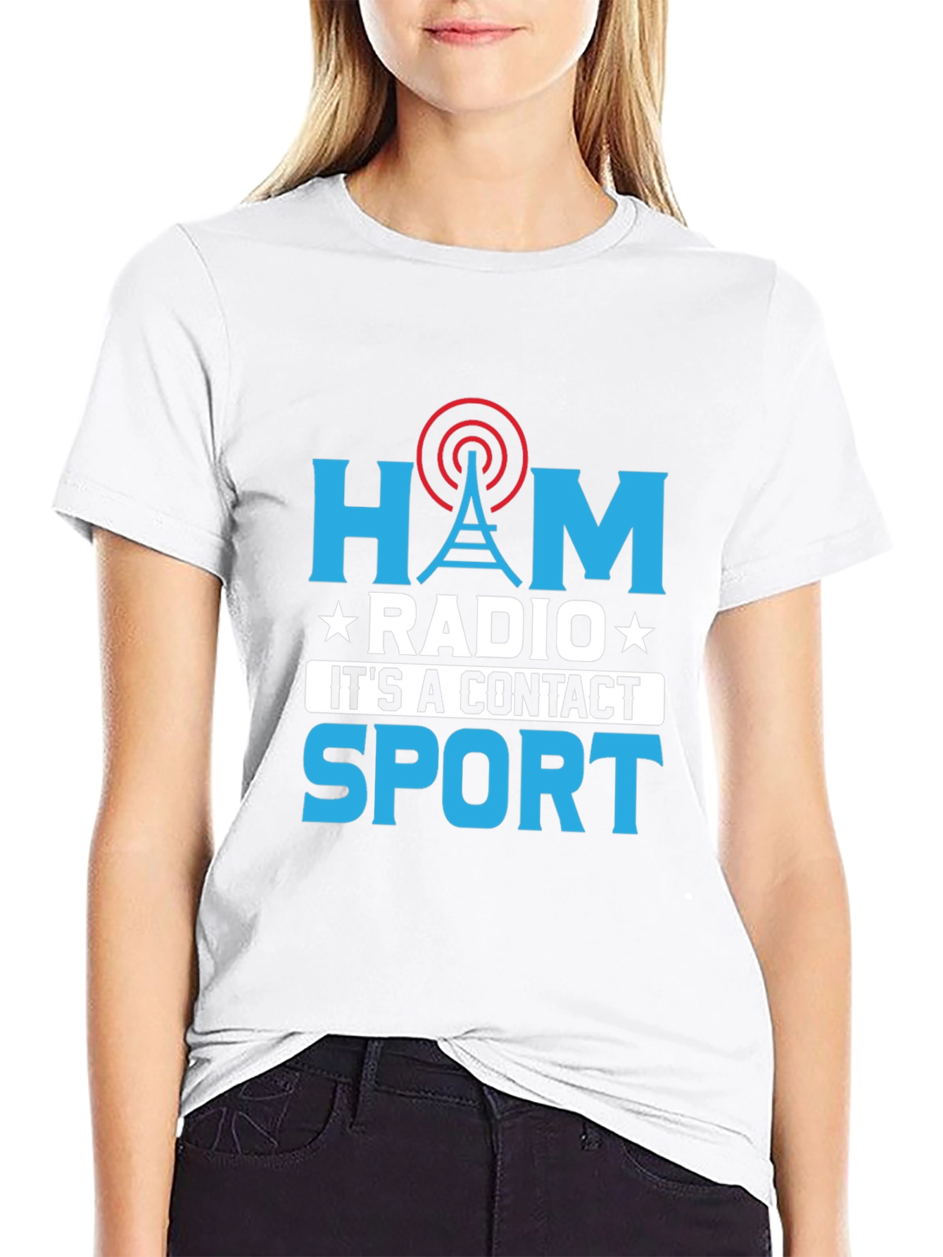 Black Ham Radio Contact Sport Graphic T-Shirt view 9