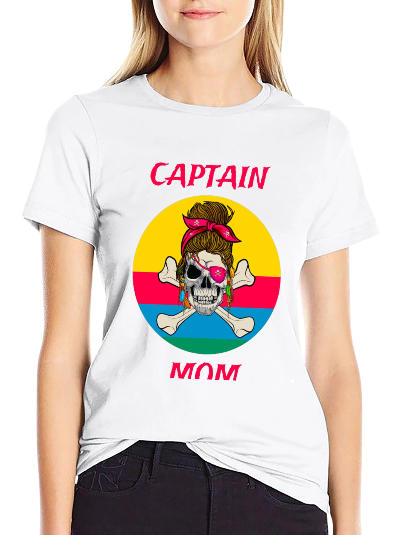 Captain Mom T-Shirt - Skull Pirate Design - 9
