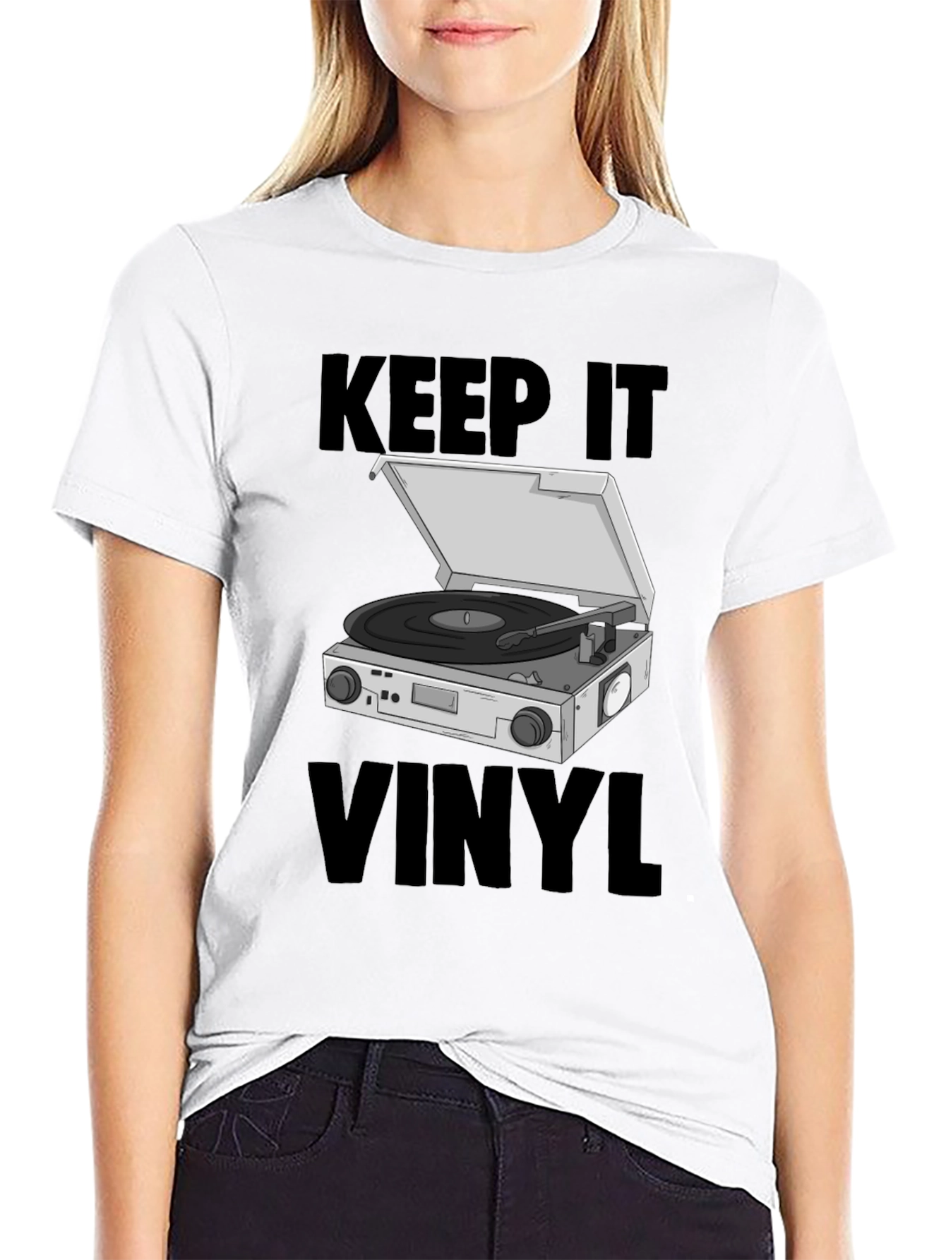 Black Keep it Vinyl T-Shirt - Retro Music Lover Tee view 9