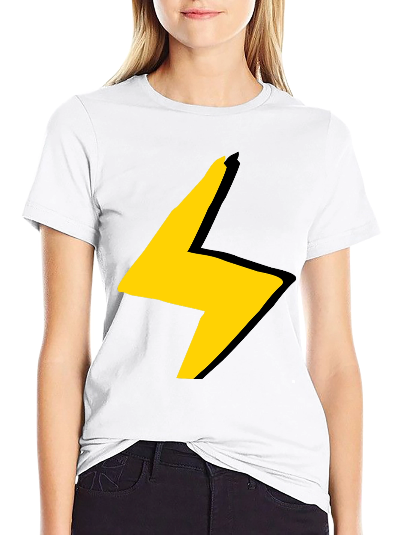 Black Electric Bolt Graphic Tee - Black Cotton Blend view 9