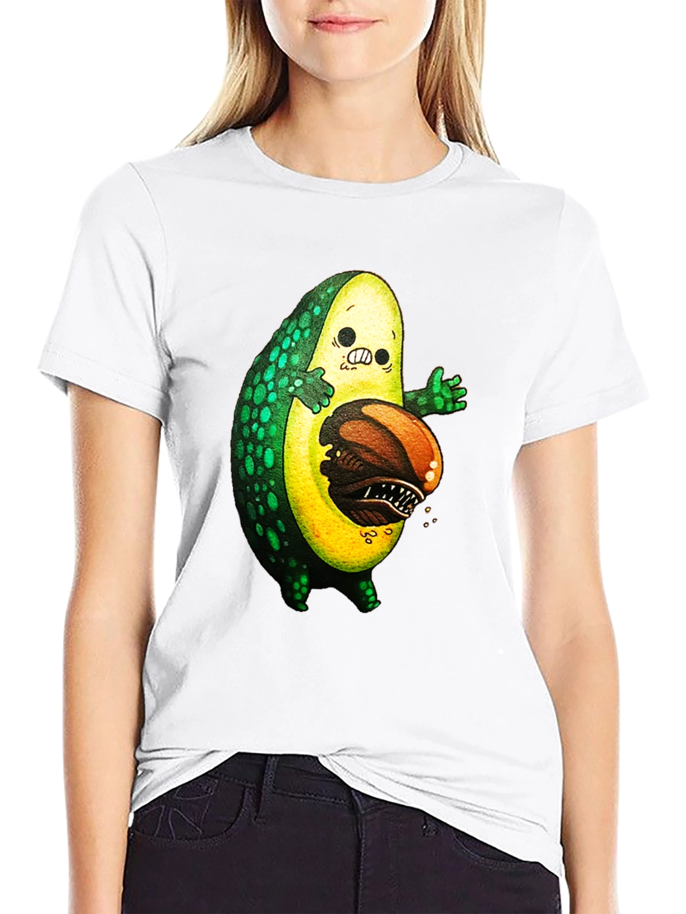 Black Avocado Monster Graphic T-Shirt - Unique Design view 9