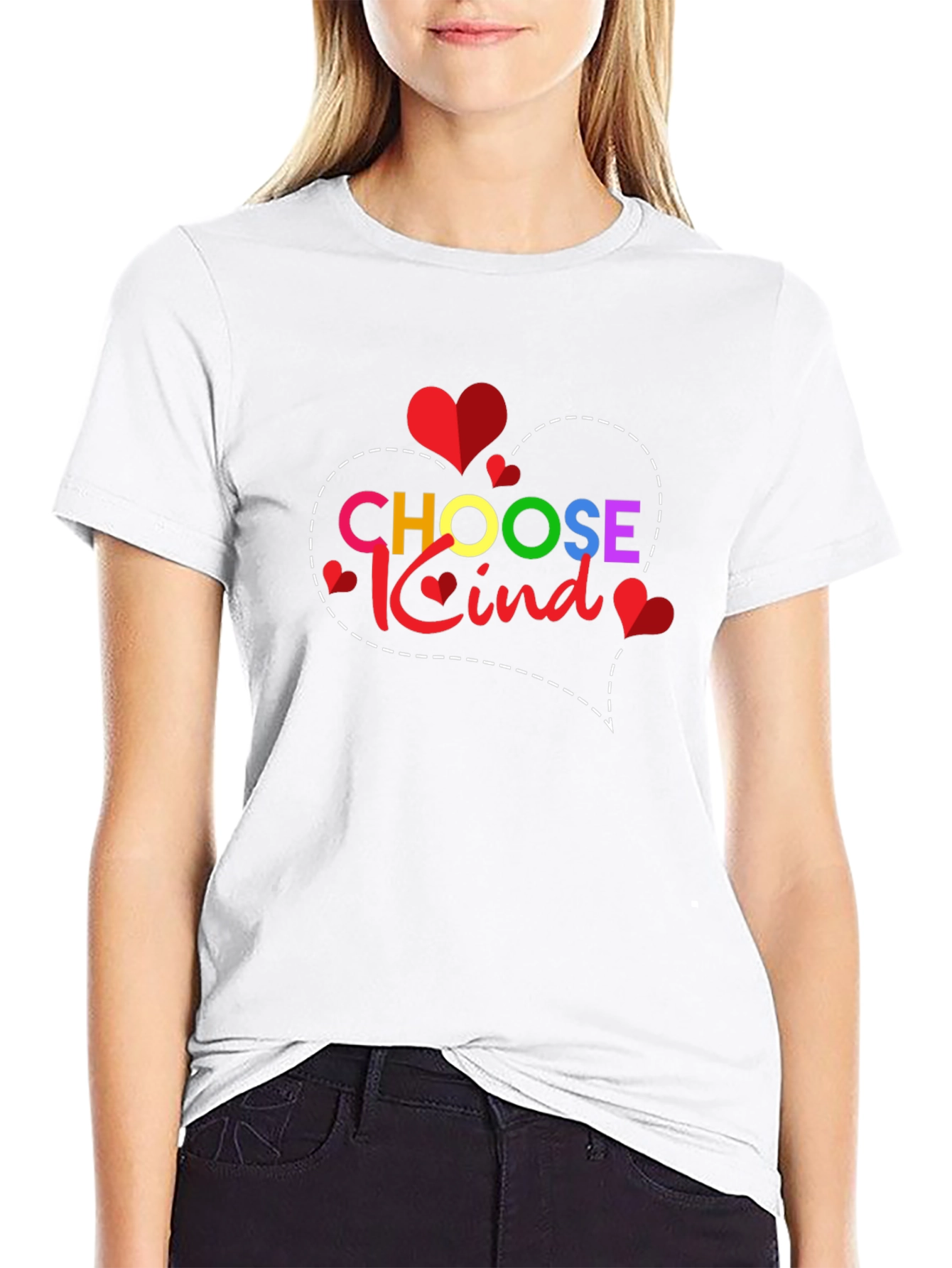 Black Choose Kind T-Shirt - Heart Design view 9