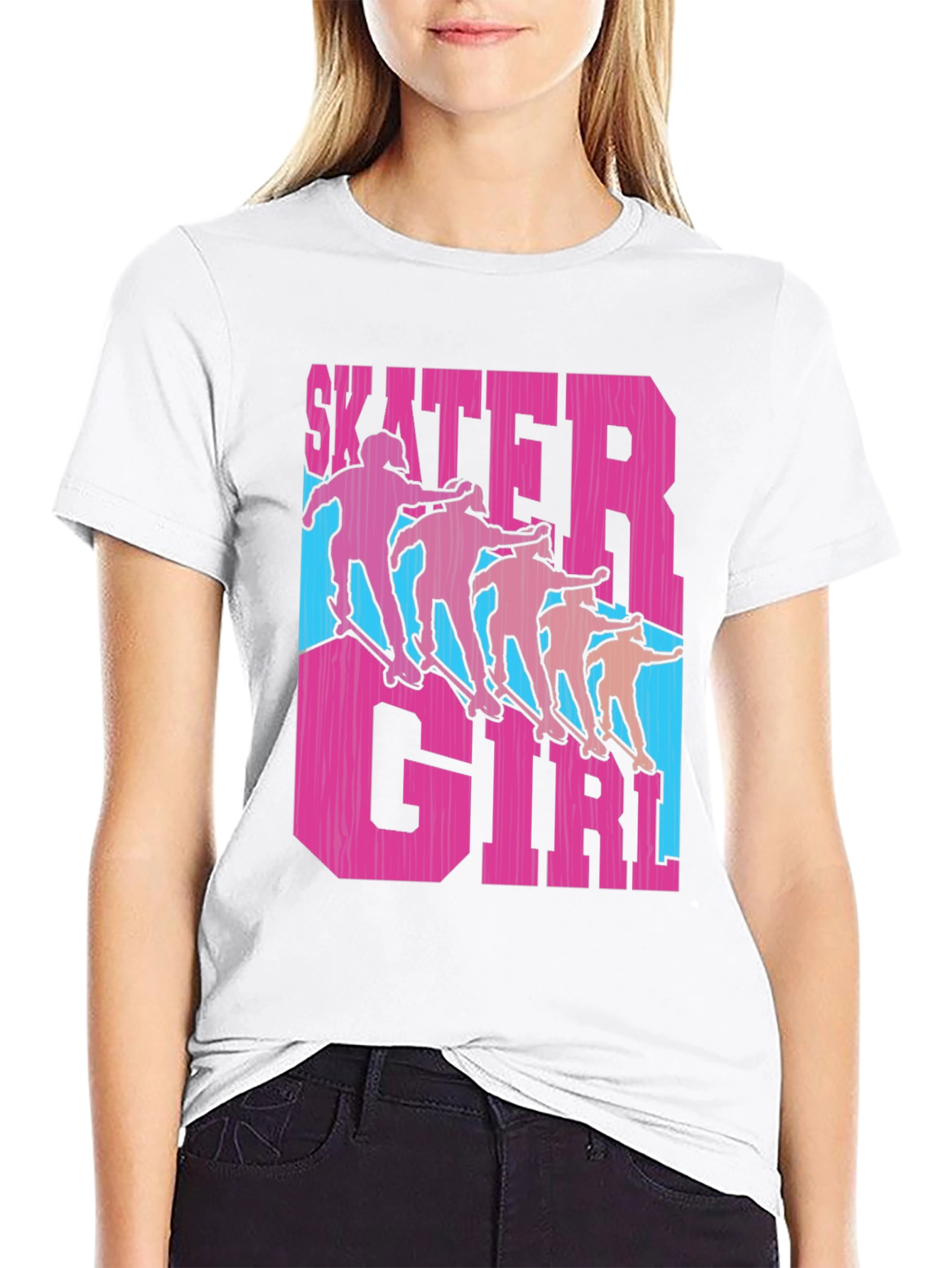 Black Skater Girl Graphic Tee - Funky Retro Style view 9