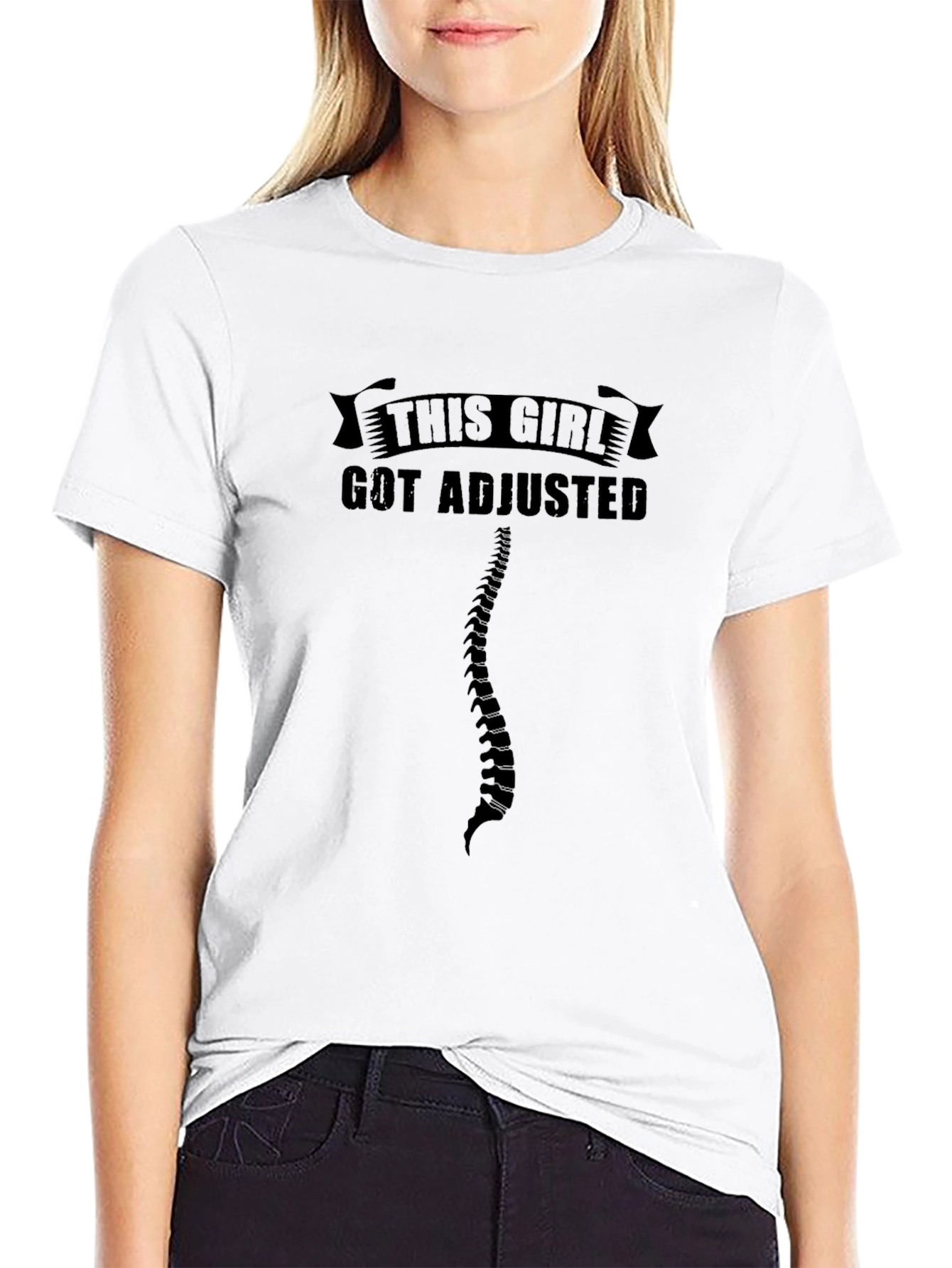 Black Chiropractor Adjusted Spine Black Graphic Tee view 9