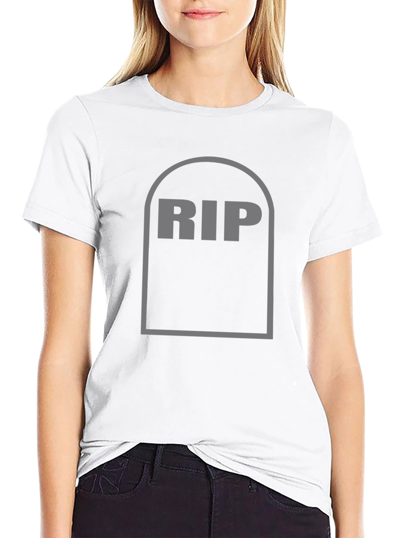 Black RIP Tombstone Graphic T-Shirt - Black Cotton Tee view 9