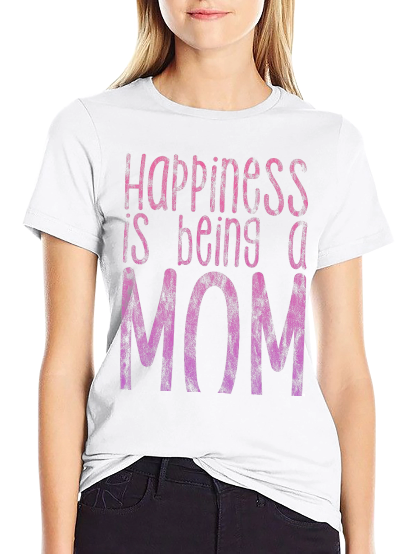 Black Happiness Is Being A Mom T-Shirt - Black view 9