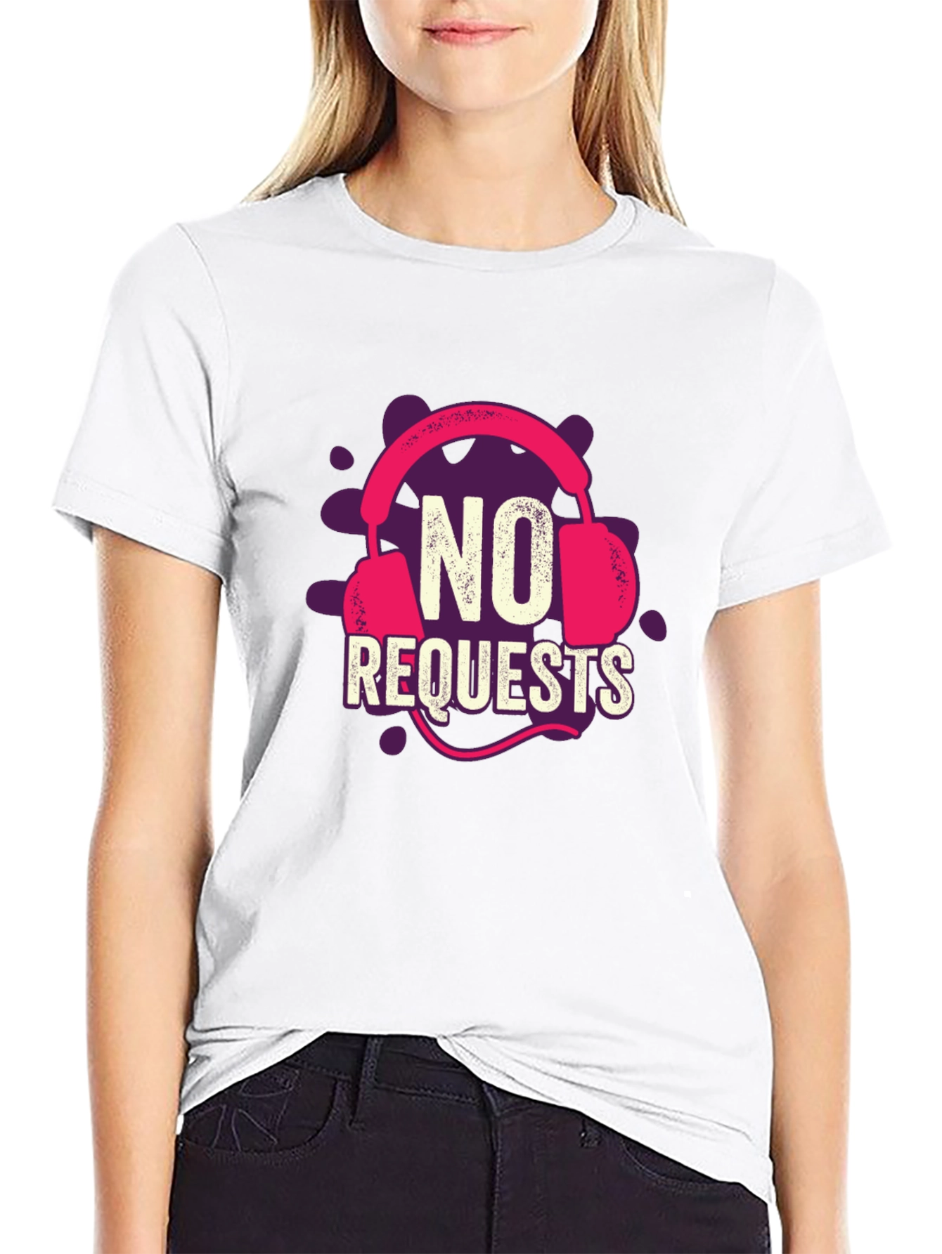 Black No Requests Headphone Graphic T-Shirt view 9
