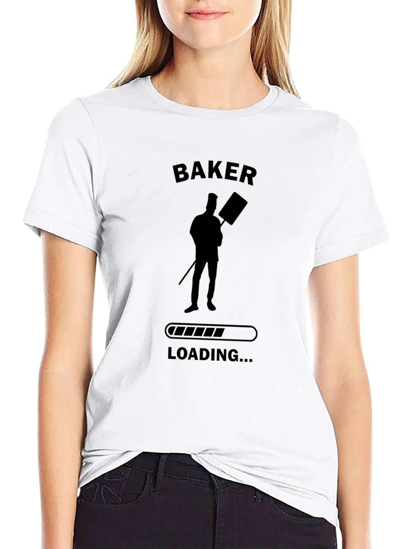 Black Baker Loading T-Shirt - Funny Baking Tee view 9