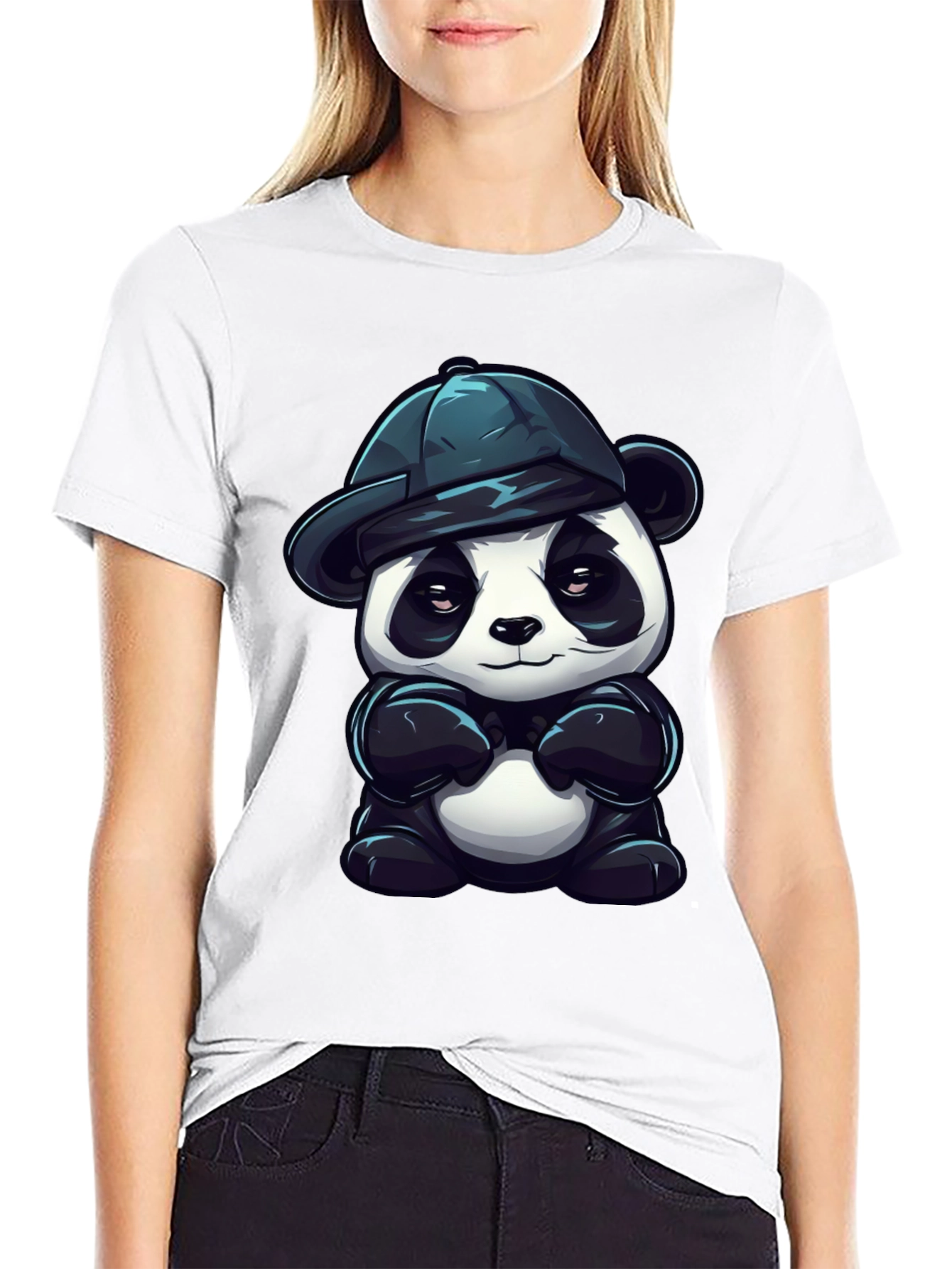 Black Cool Panda Graphic Tee - Unisex Black T-Shirt view 9