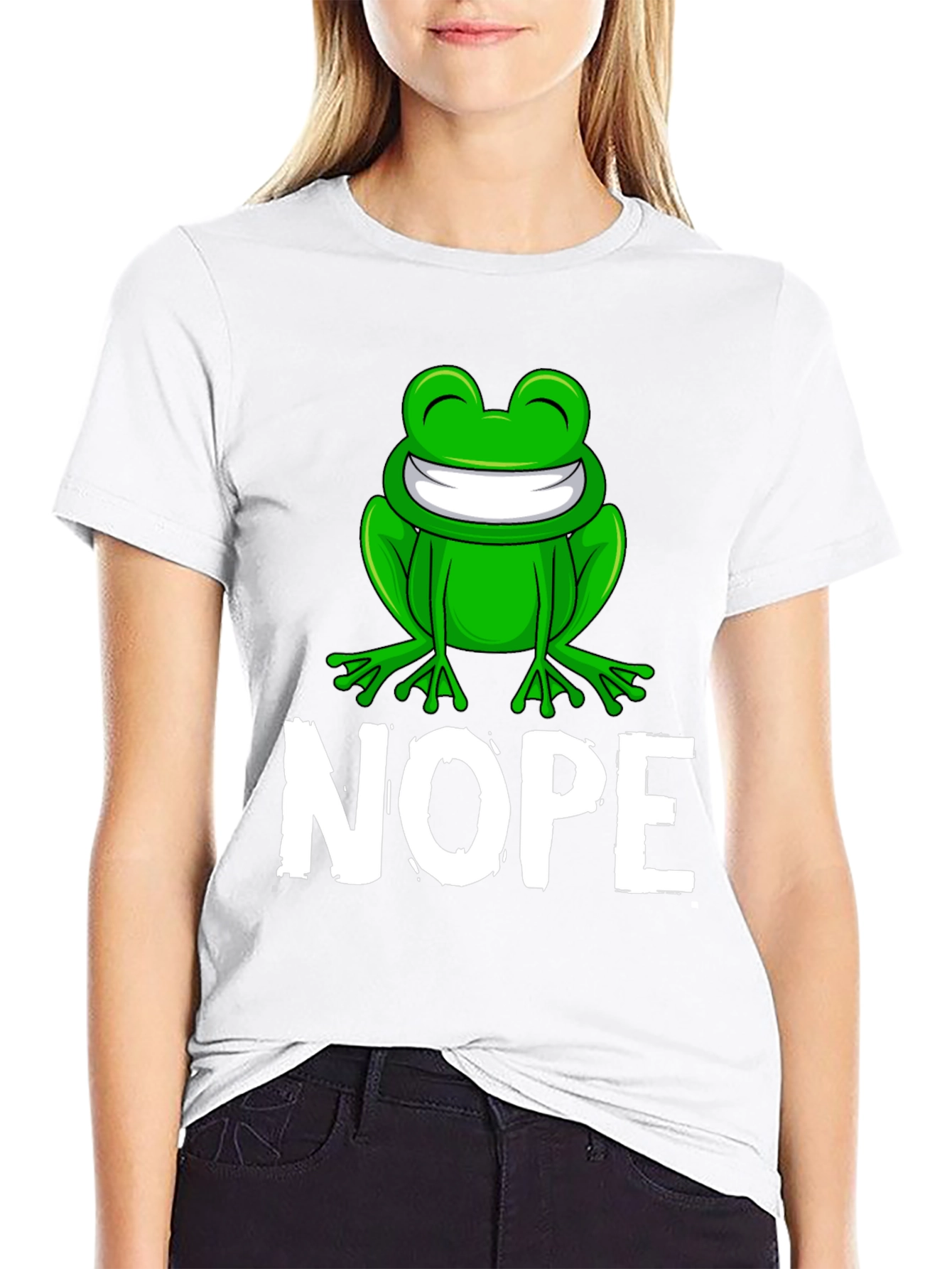 Black Nope Frog Graphic Tee - Funny Sarcastic T-Shirt view 9