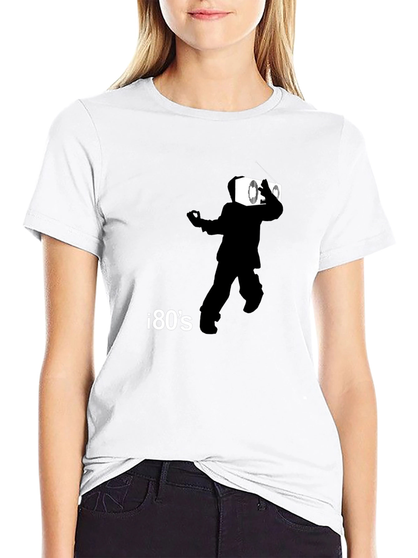 Black Retro 80's Radio Head Graphic Tee - Black view 9