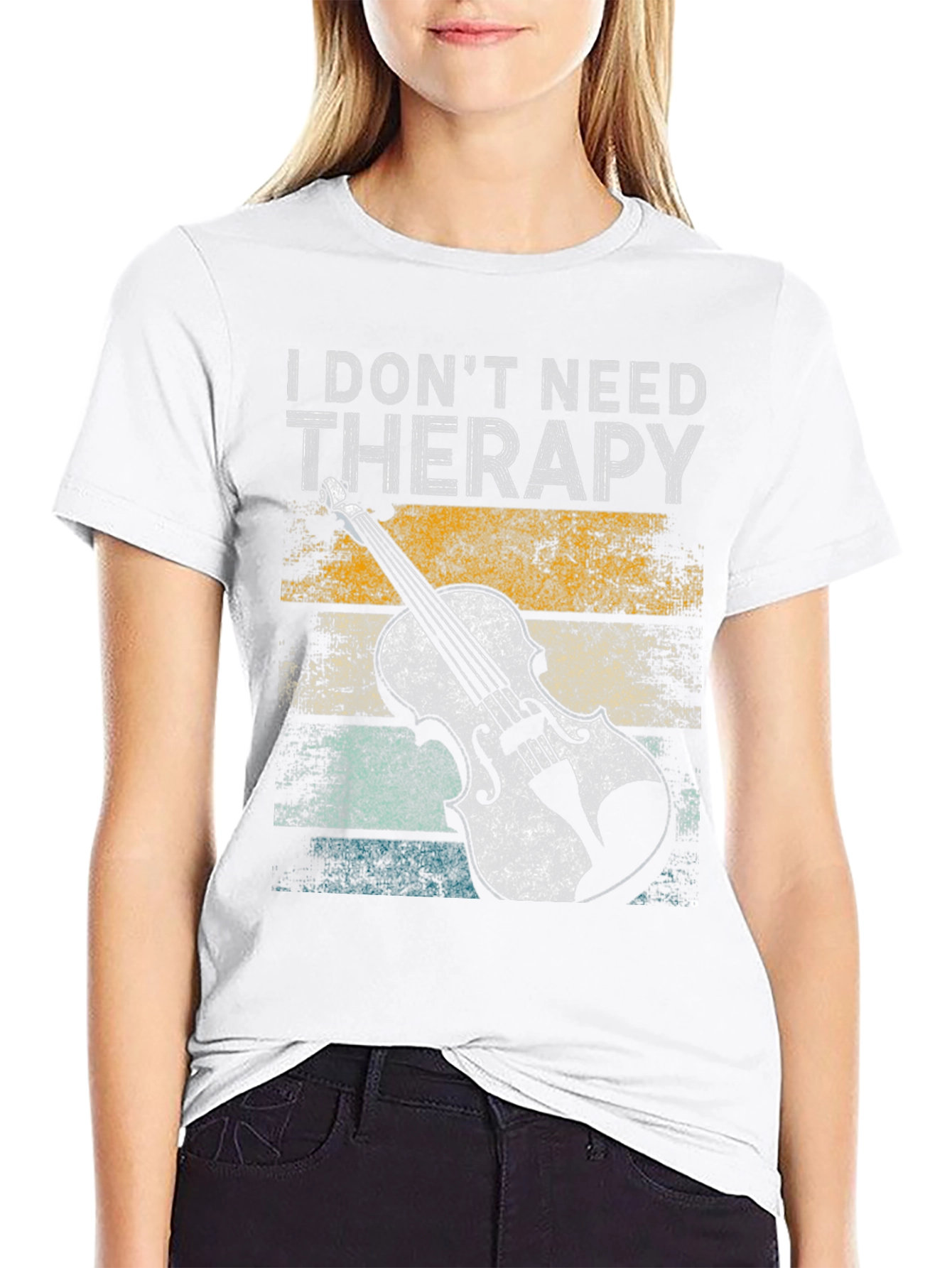Black I Don't Need Therapy Violin T-Shirt view 9