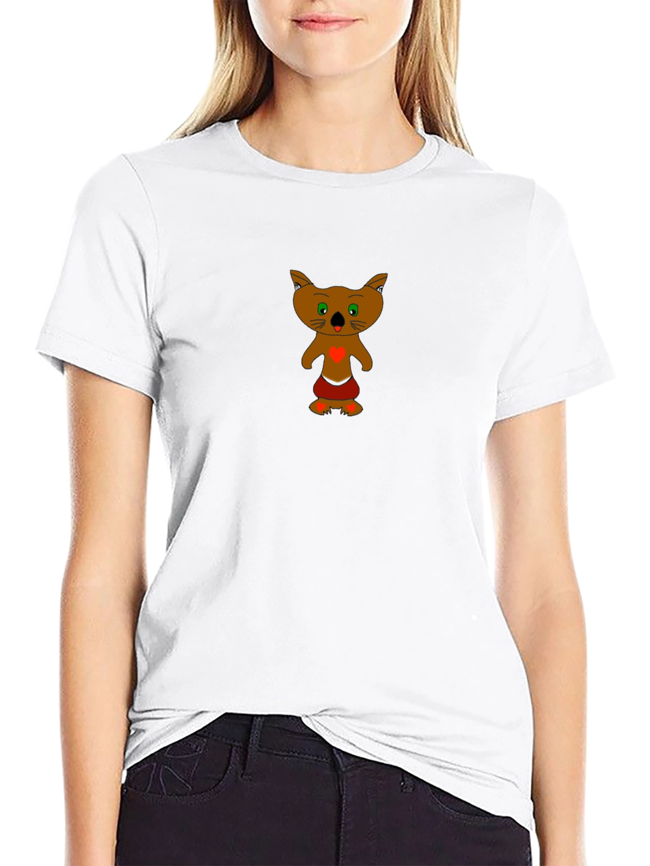 Black Black T-Shirt with Cartoon Koala Design view 9