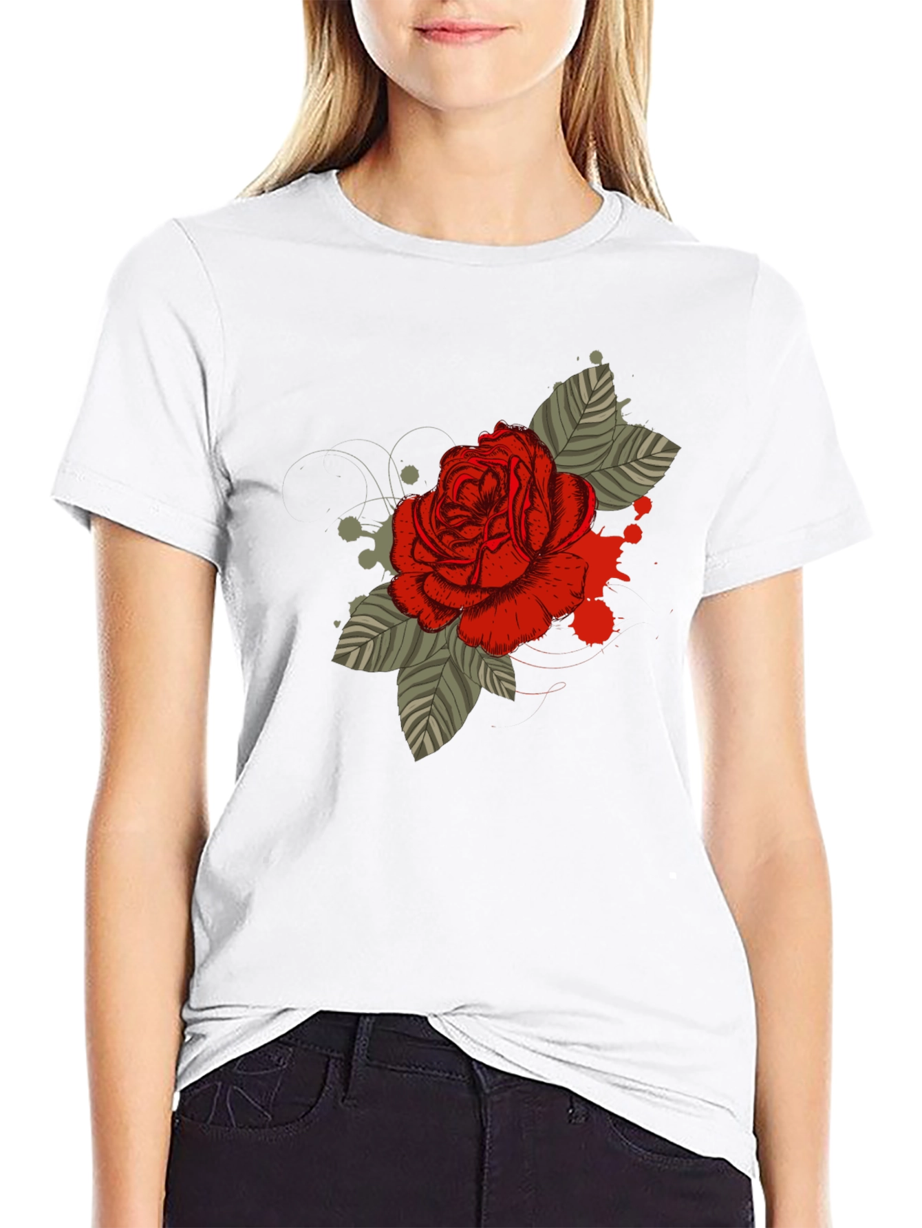 Black Rose Graphic T-Shirt - Men's Black Tee view 9