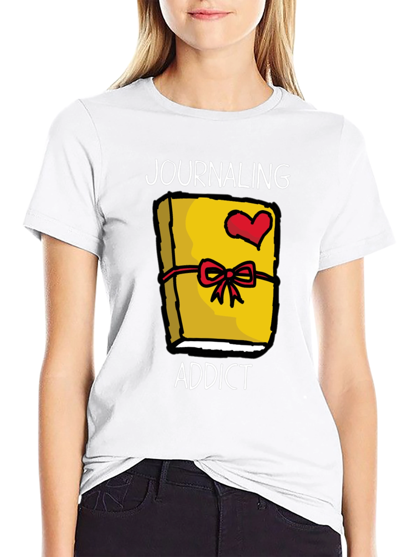 Black Journaling Addict Graphic Tee - Novelty Journal Lover Shirt view 9