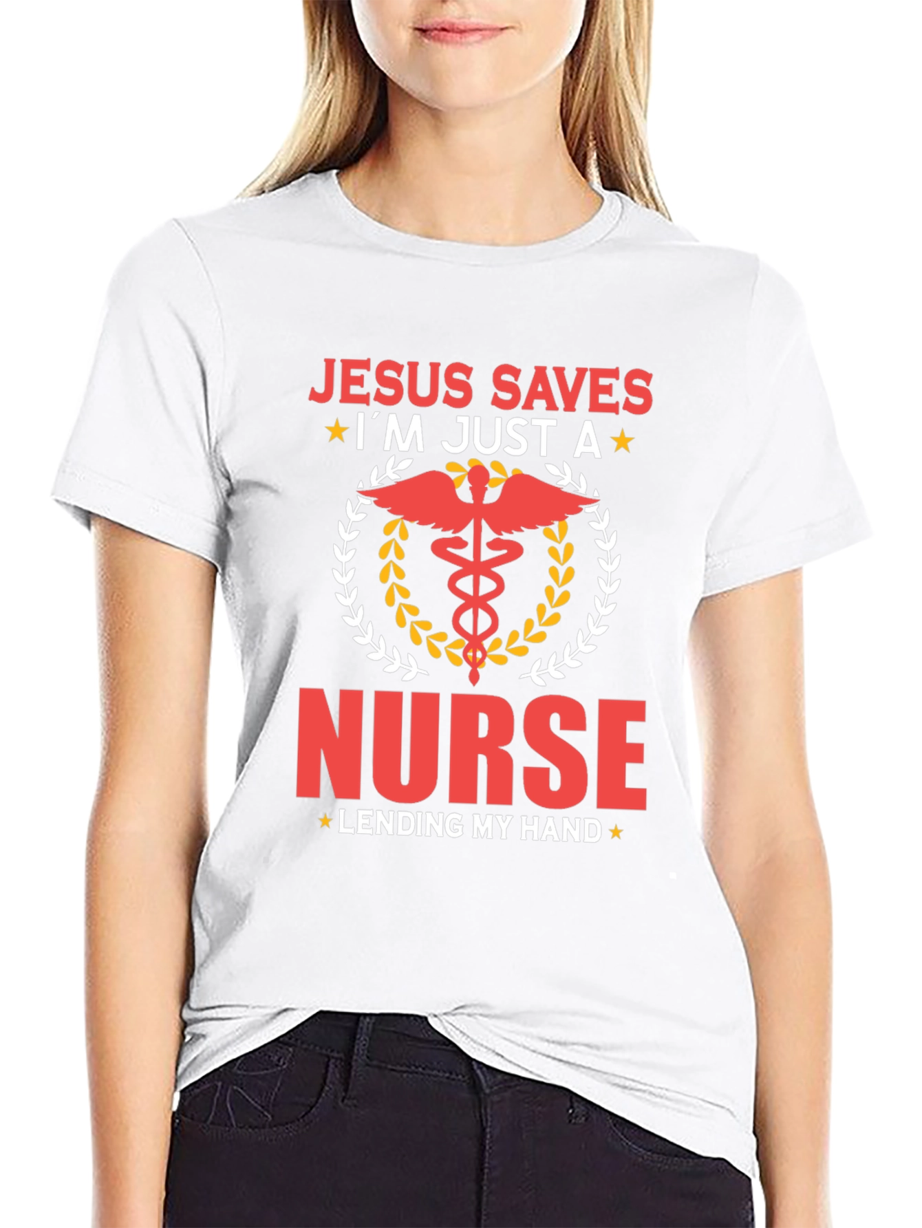 Black Jesus Saves I'm Just A Nurse T-Shirt view 9