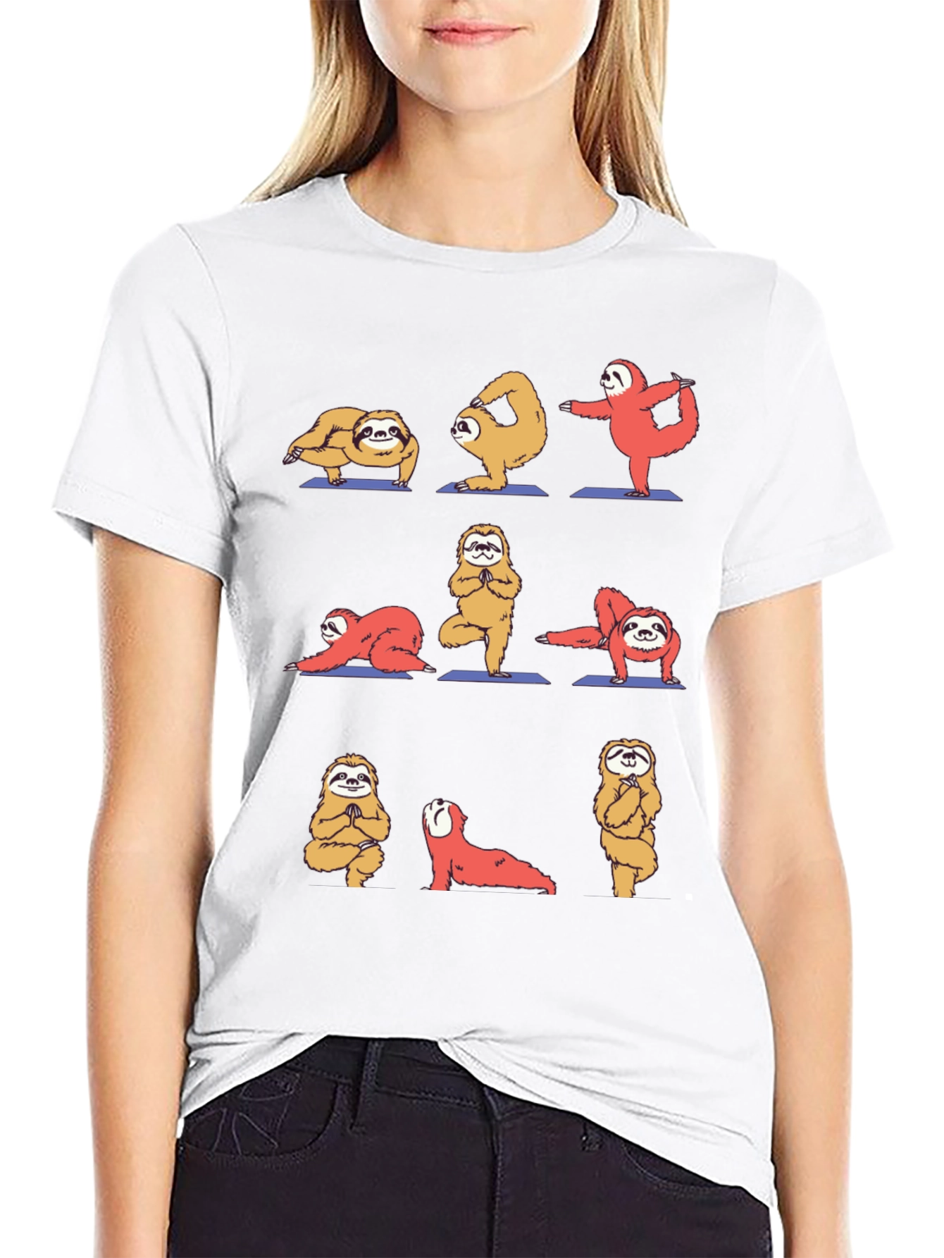 Black Yoga Sloth Graphic Tee view 9