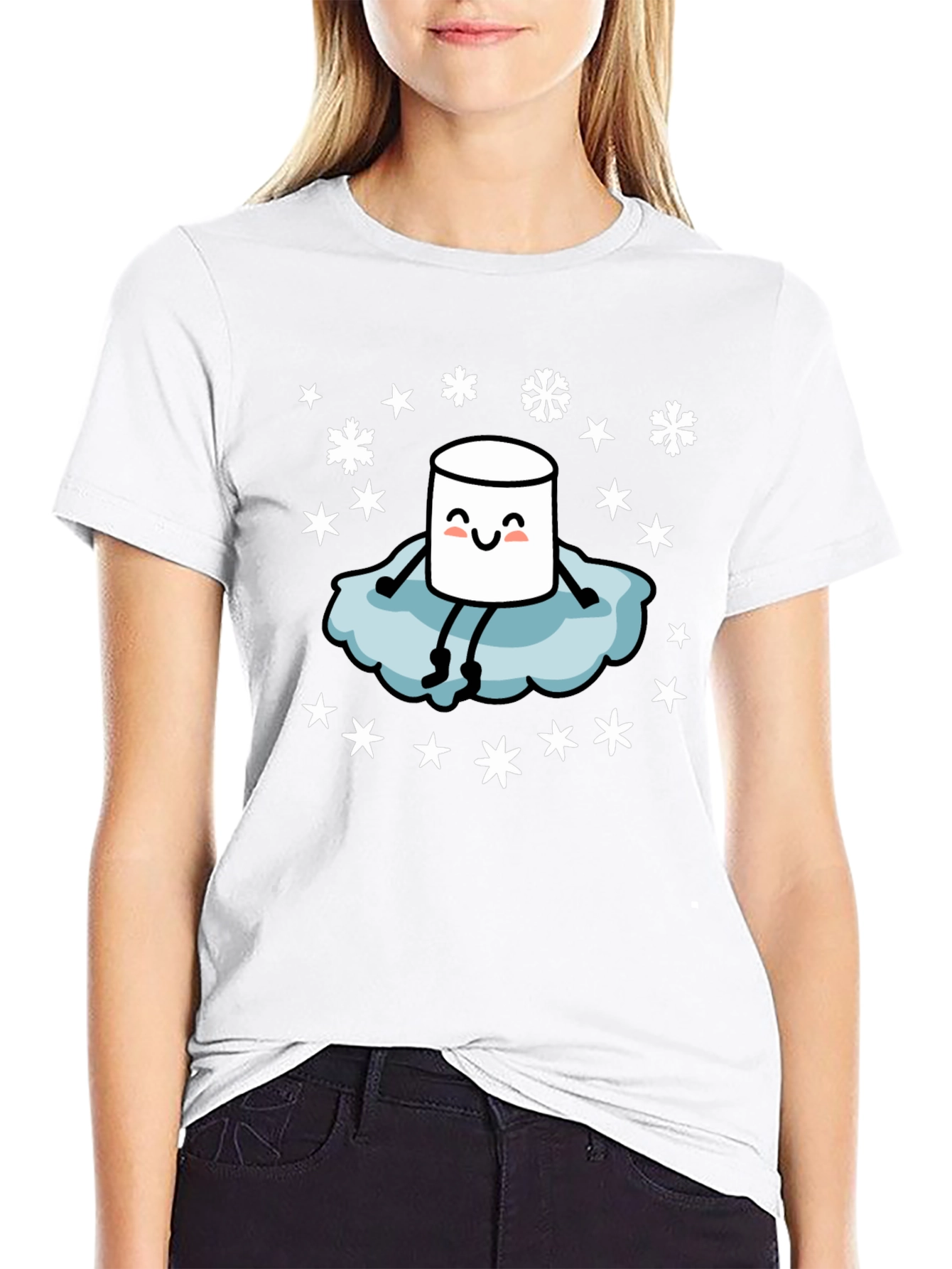 Black Marshmallow Snow Day T-Shirt - Cute Winter Tee view 9